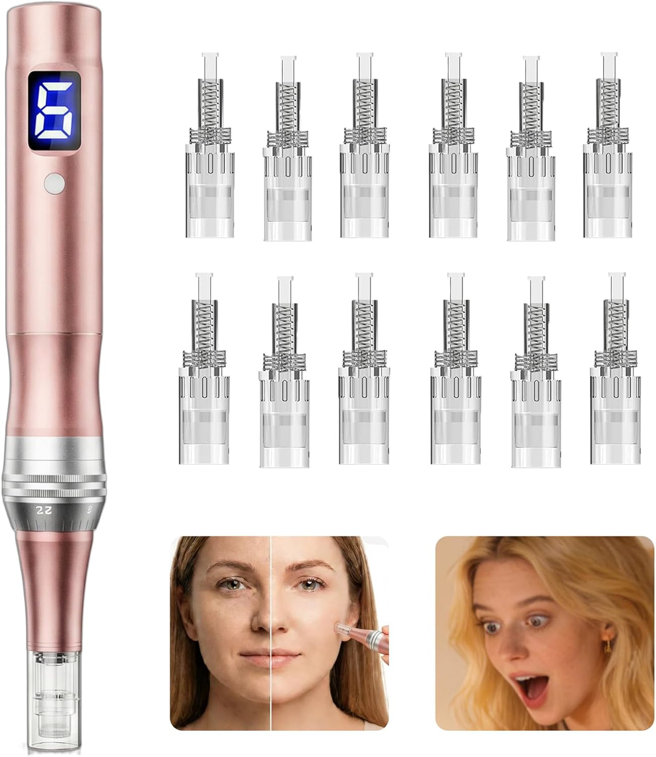 Microneedling Machine - Dermapen 0.25mm Electric Pen for Home Use | Professional Derma Roller Kit for Skin & Hair Care