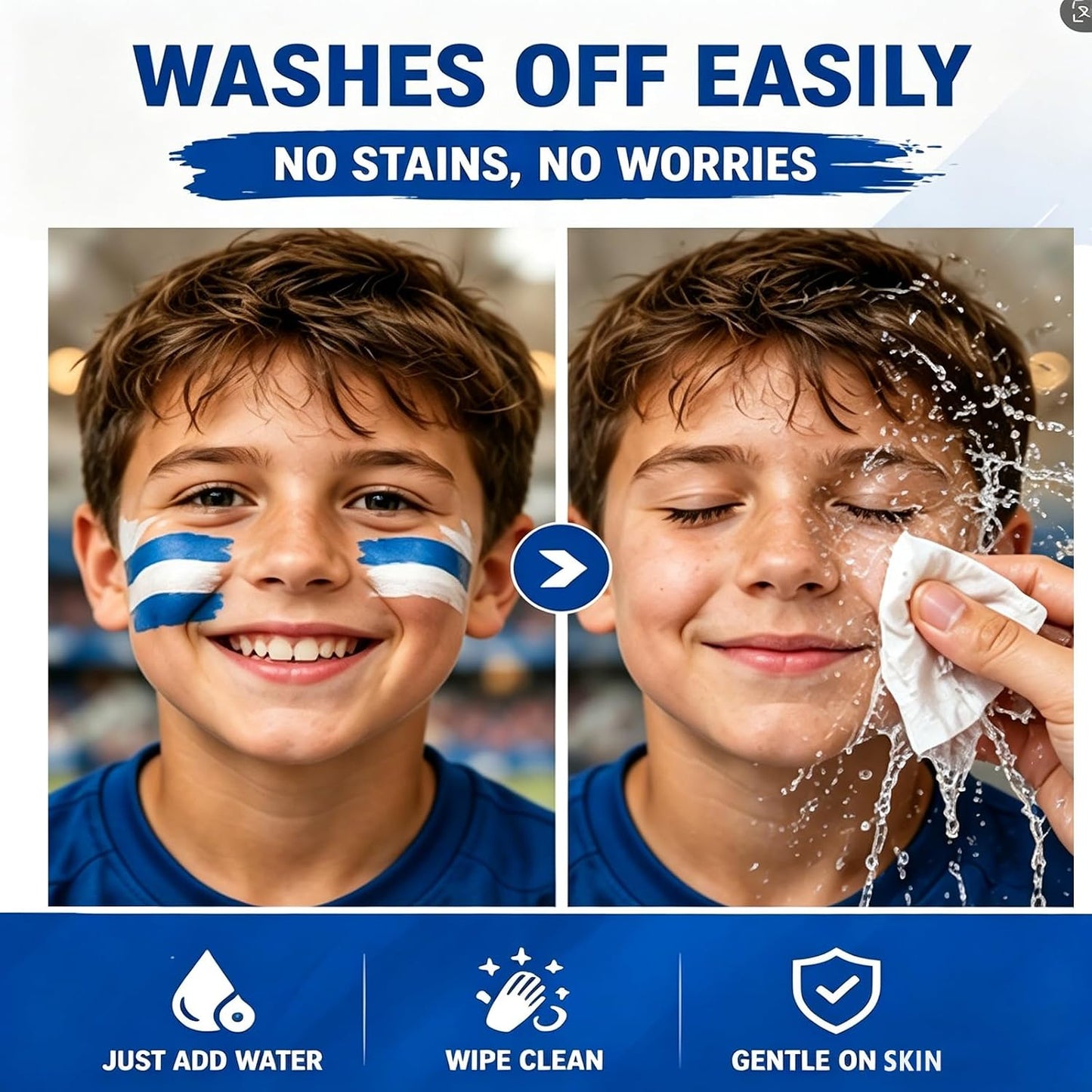 Face Paint Stick - Blue & White Argentina Soccer Fan Makeup | Washable, Non-Toxic Crayon for Game Day, Softball & Football