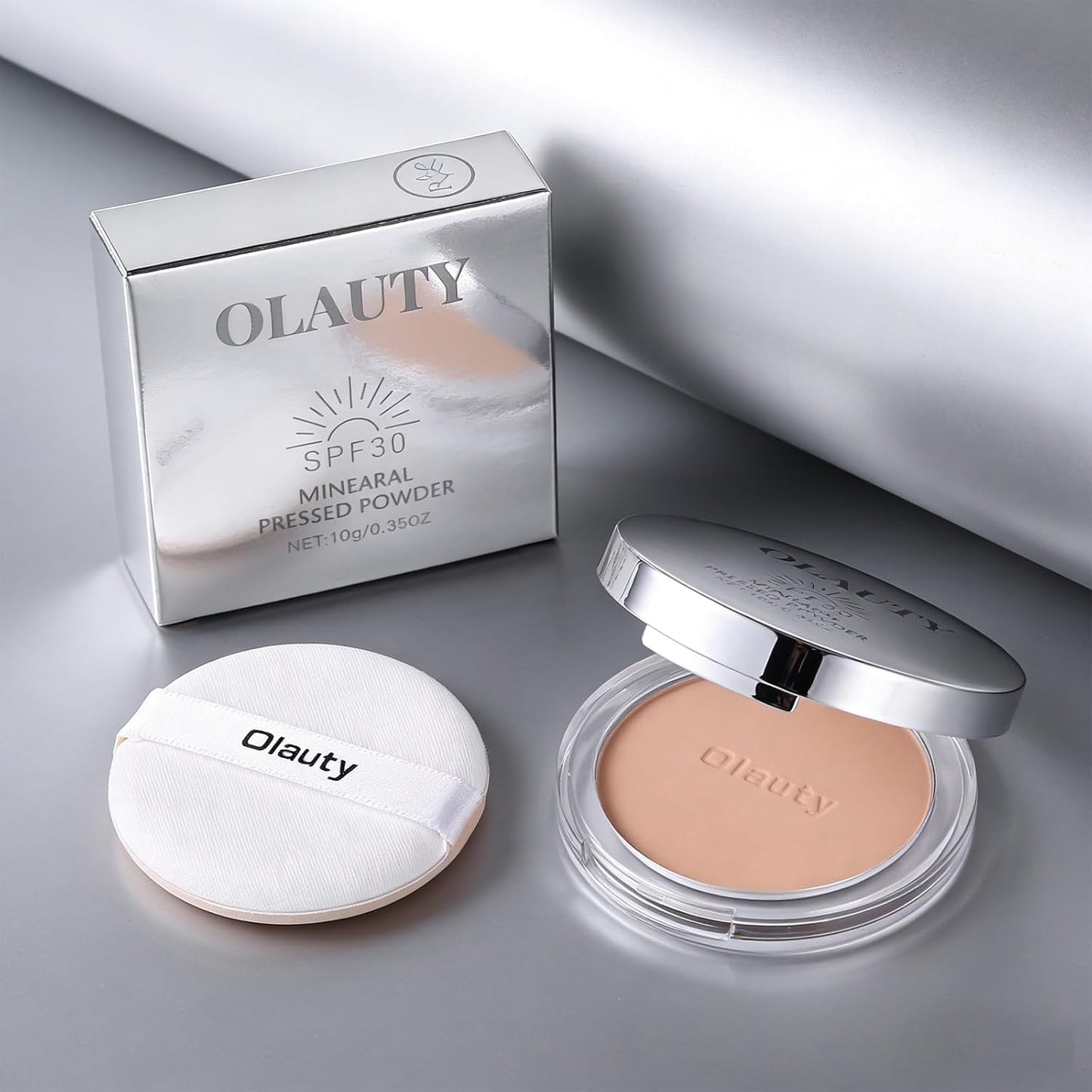 Mineral Powder Foundation SPF 30+ | 4-in-1 Sunscreen & Concealer Compact - Light-to-Medium Full Coverage, Matte Finish (#2 Porcelain)