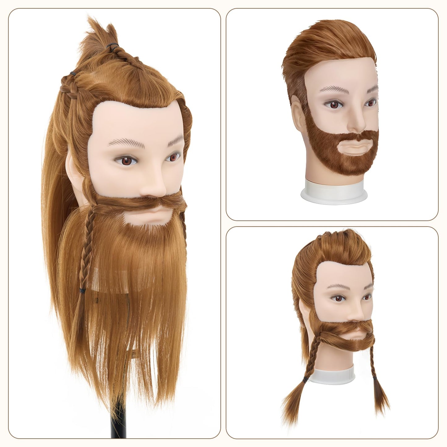 Male Mannequin Head with Hair,10" Barber Mannequin Head,Cosmetology Hairdresser Training Doll Manikin Head for Hair Styling and Practice -19