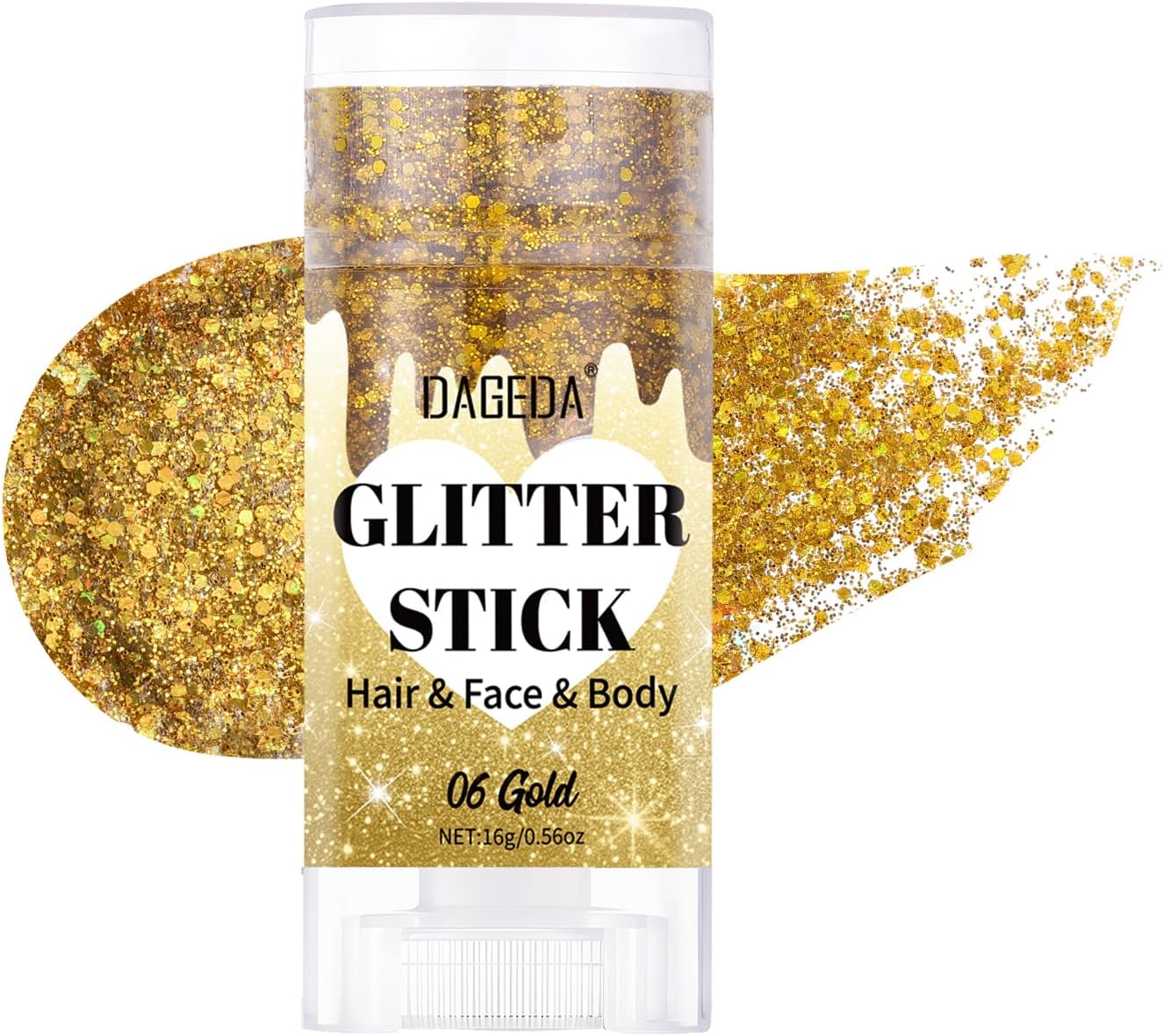Red White Blue Body Glitter Stick - Sparkly Face Glitter Makeup for 4th of July | Shimmer Face Paint Stick