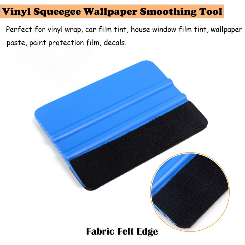 EHDIS 10pcs Vinyl Squeegee 4 Inch Car Vinyl Scraper Decal Applicator Window Tint Wallpaper Smoothing Tool with Black Fabric Felt Edge-Blue