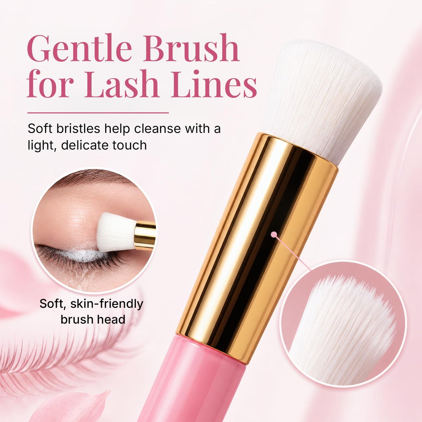 Major Dijit Lash Shampoo Kit Lash Cleaning Kit with Brush/Rinse Bottle Oil-free Cleanser Wash for Extensions & Clusters & Natural Eyelashes Cleaner for Eyelash Care (White Kit)