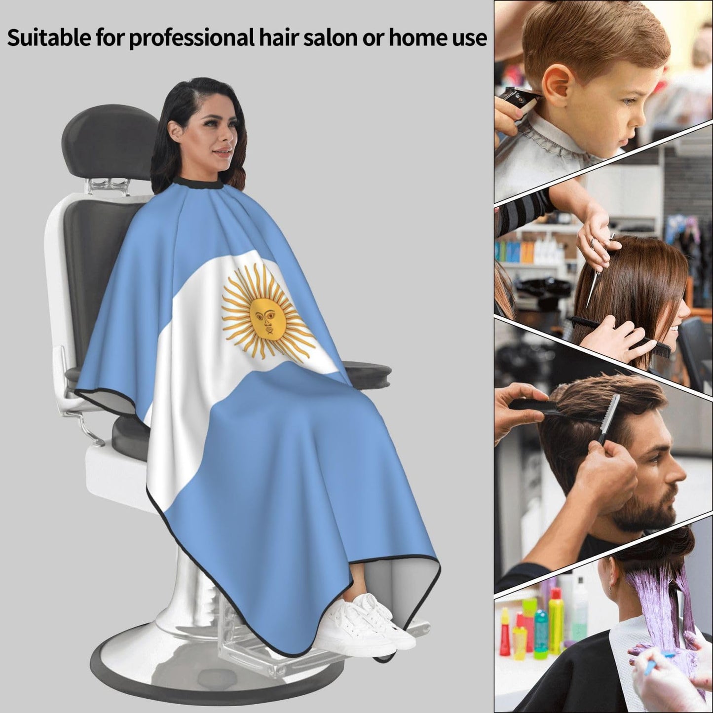 Argentina Flag Hair Cutting Barber Cape Hair Salon and Dyeing Styling Cloth for Women/Men