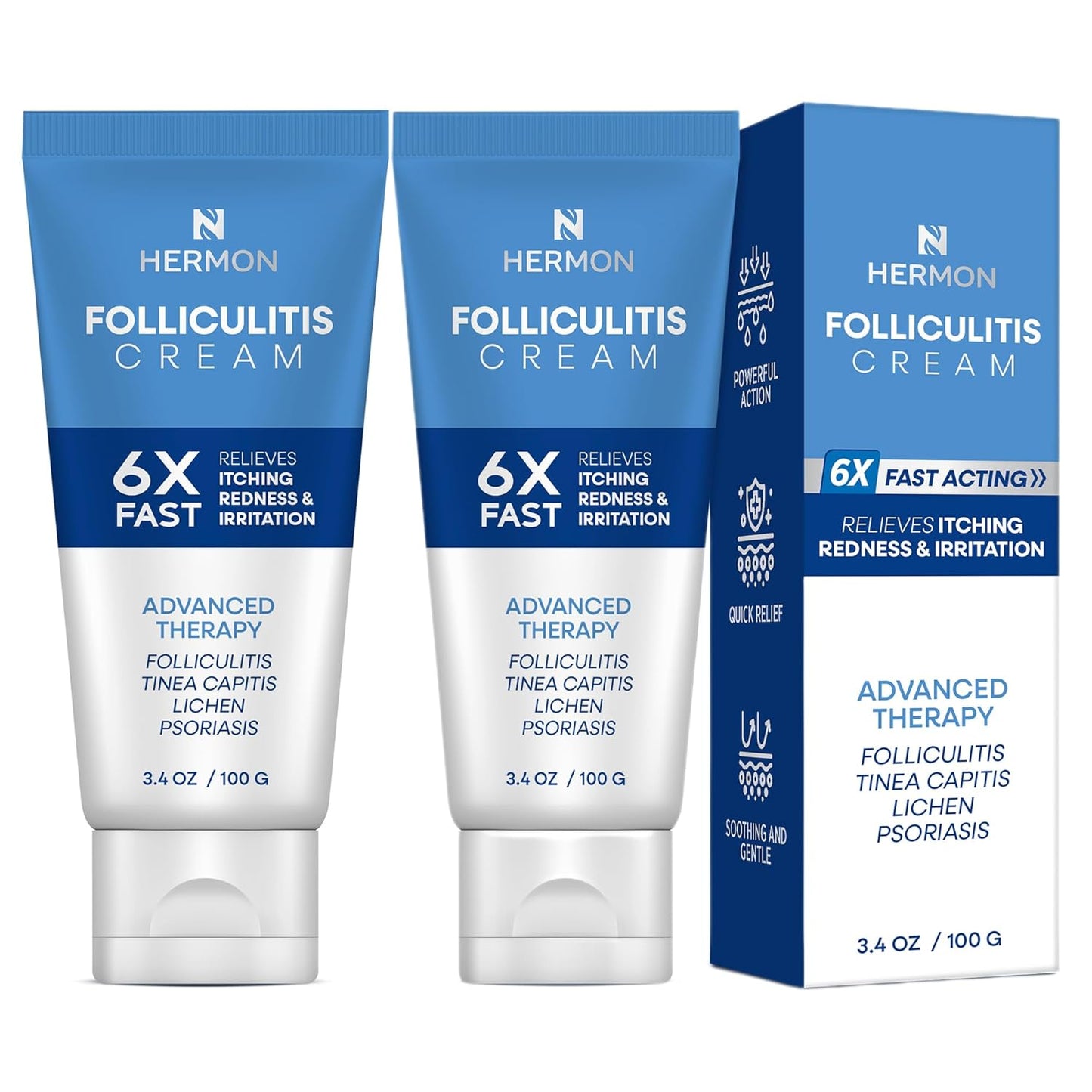 Folliculitis Cream - Effective Treatment for Scalp, Face & Body | 2-Pack