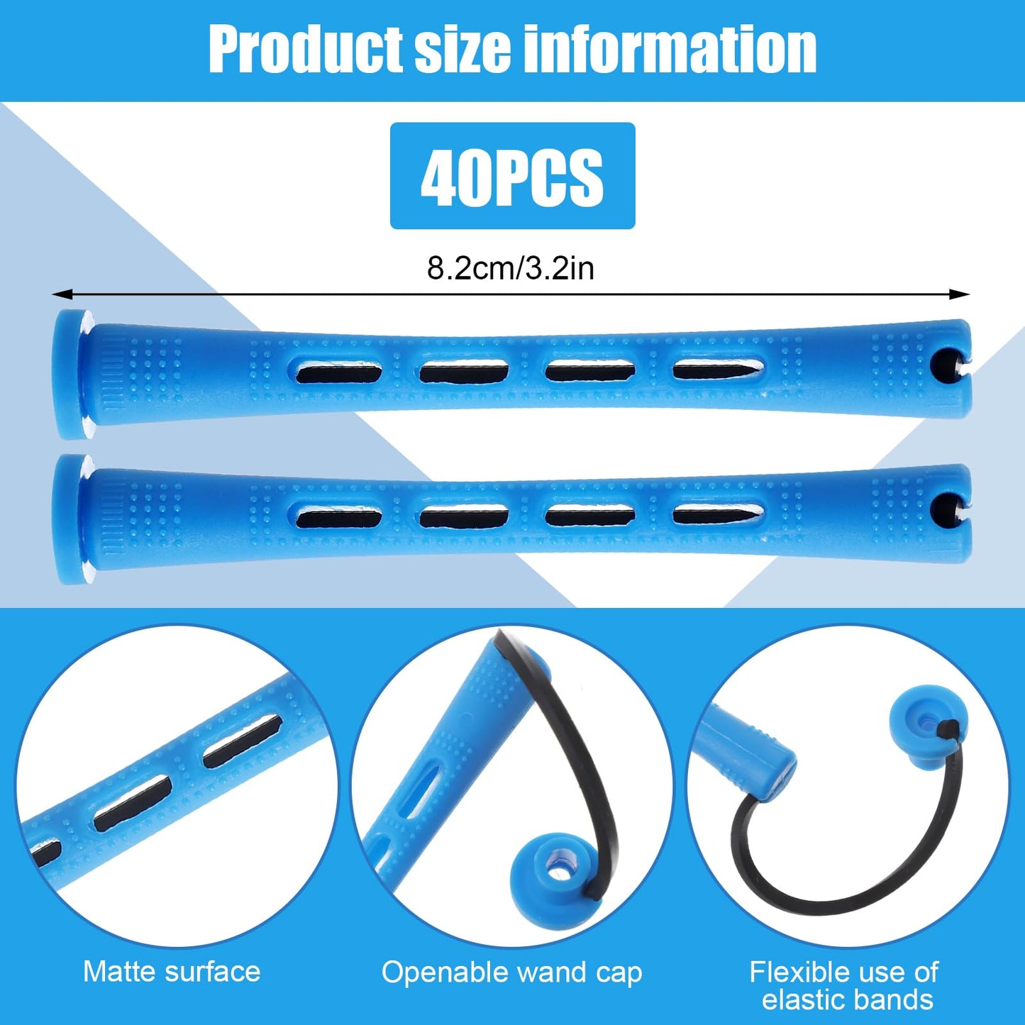 40 Pcs Perm Rods for Short Hair Small Plastic Cold Wave Rods Perming Rod Rollers Curling Rod Women Diy Hairdressing Tools Curlers for Long Short Natural Hair Hairdressing Tools(Blue)