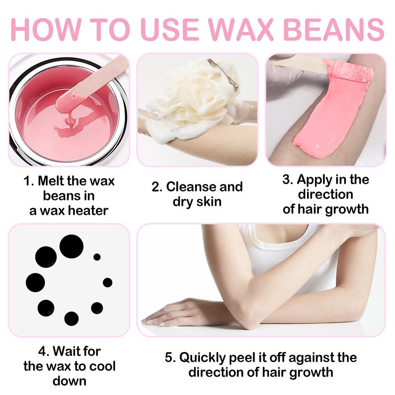 4 Packs Hard Wax Beads for Hair Removal,Gentle Waxing Beads for Full Body,Face,Underarm,Bikini and Legs,Long Lasting Hair Removal Waxing Kit with 10 Wax Scraper Sticks