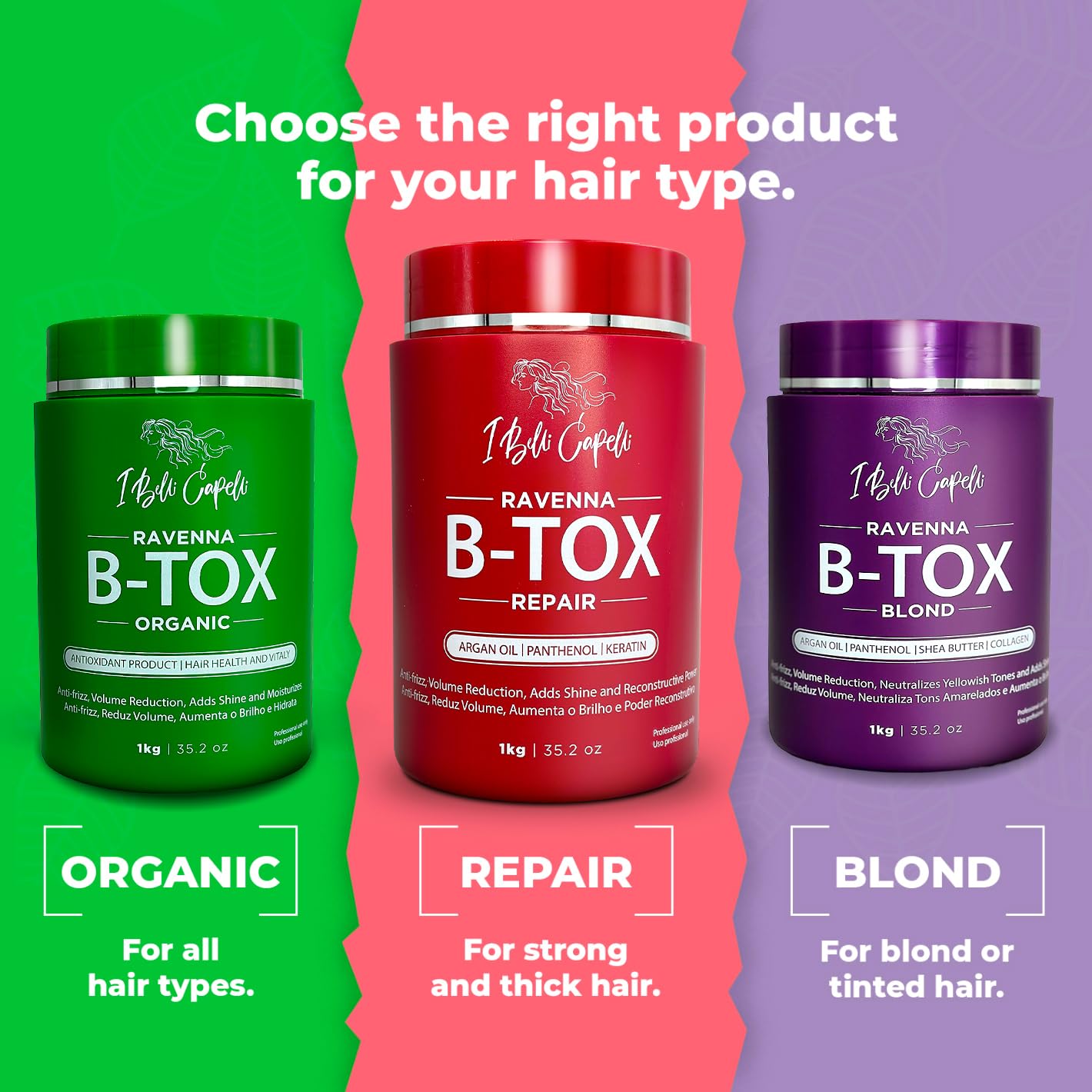 Professional Keratin Hair B-tox Treatment - Smoothing & Straightening System | 3x1L (105.8oz)