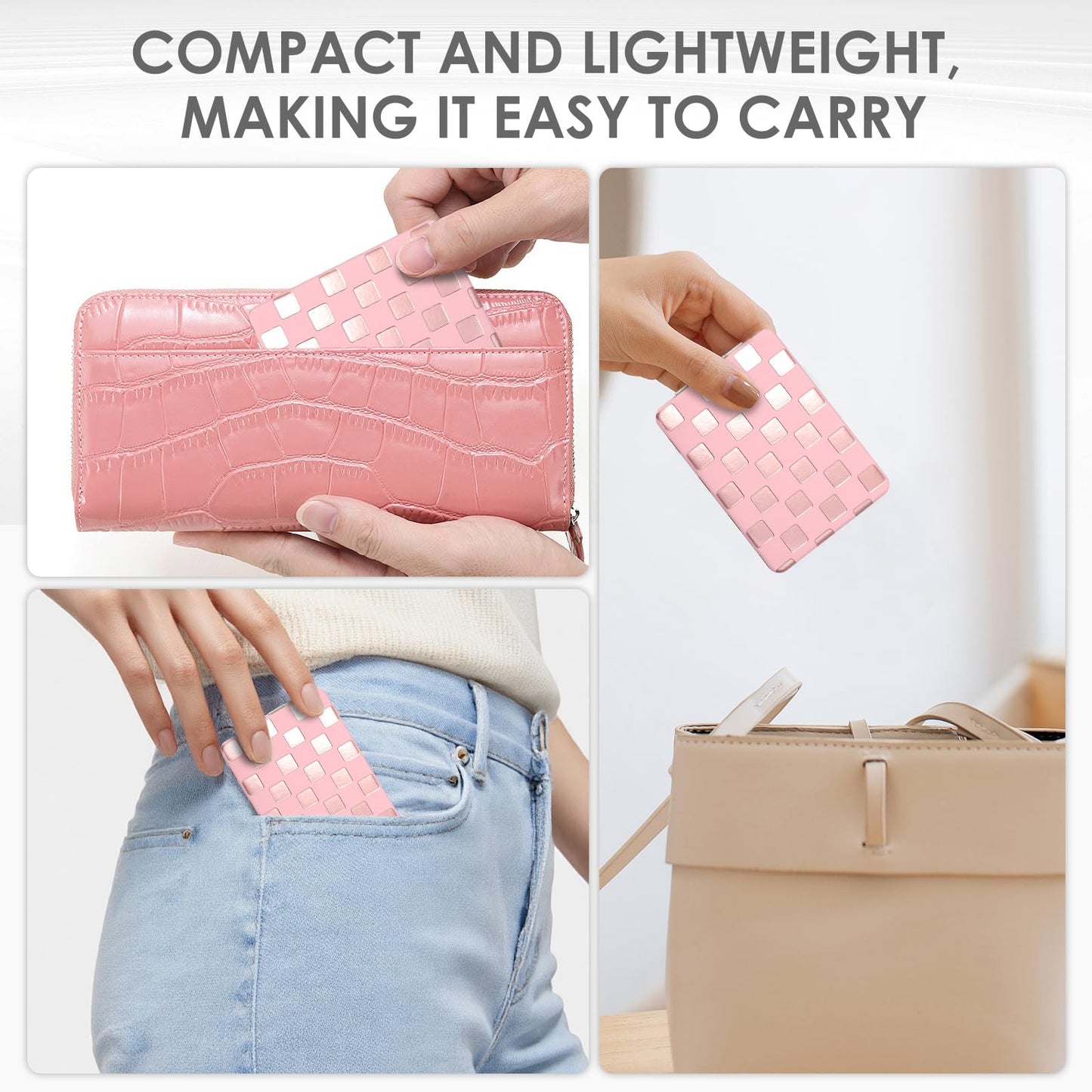 Tavonis Compact Mirror，Unique Contrasting Neon-Toned Checkered Travel Mirror，Pocket Mirror for Women