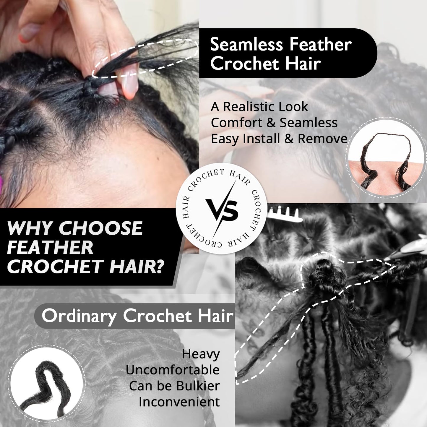 Feather Crochet Hair for Black Women Miracle Knots Invisible Curly Water Wave Crochet Hair Black Pre-Separated Deep Wave Synthetic Braiding Hair Extensions (OT30, 12, Burmese Curly)
