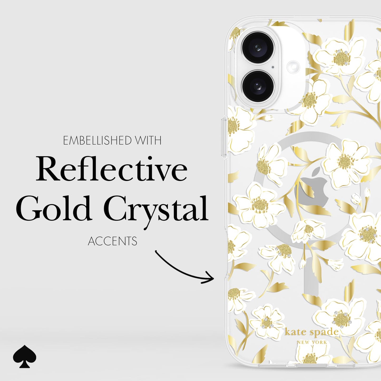 kate spade new york iPhone 16 Plus Case - Compatible with MagSafe - Designer Phone Case - Sunshine Floral Gems