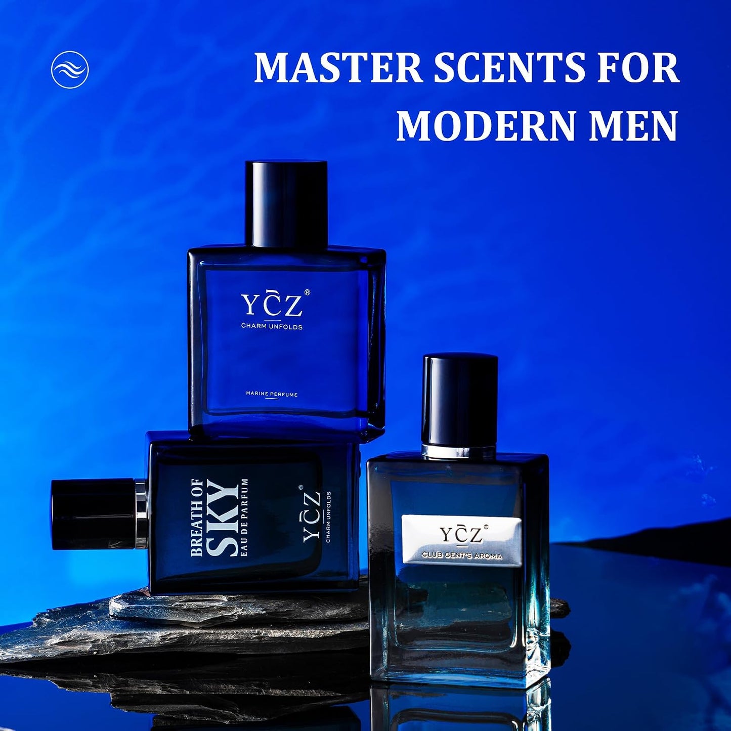 Ycz Cologne for Men - 3-Piece Gift Set with Ocean, Sky & Club Fragrances | 50ml Each, Woody Fresh Citrus Scent