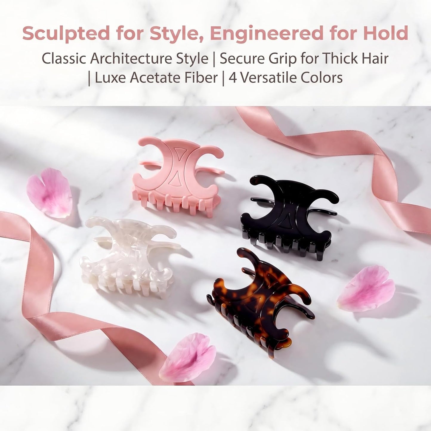 Acetate Butterfly Hair Clips for Women - Durable Medium Hair Claw Clips | Stable Hold, 4-Pack, Multiple Colors (2.76 x 1.66 In)