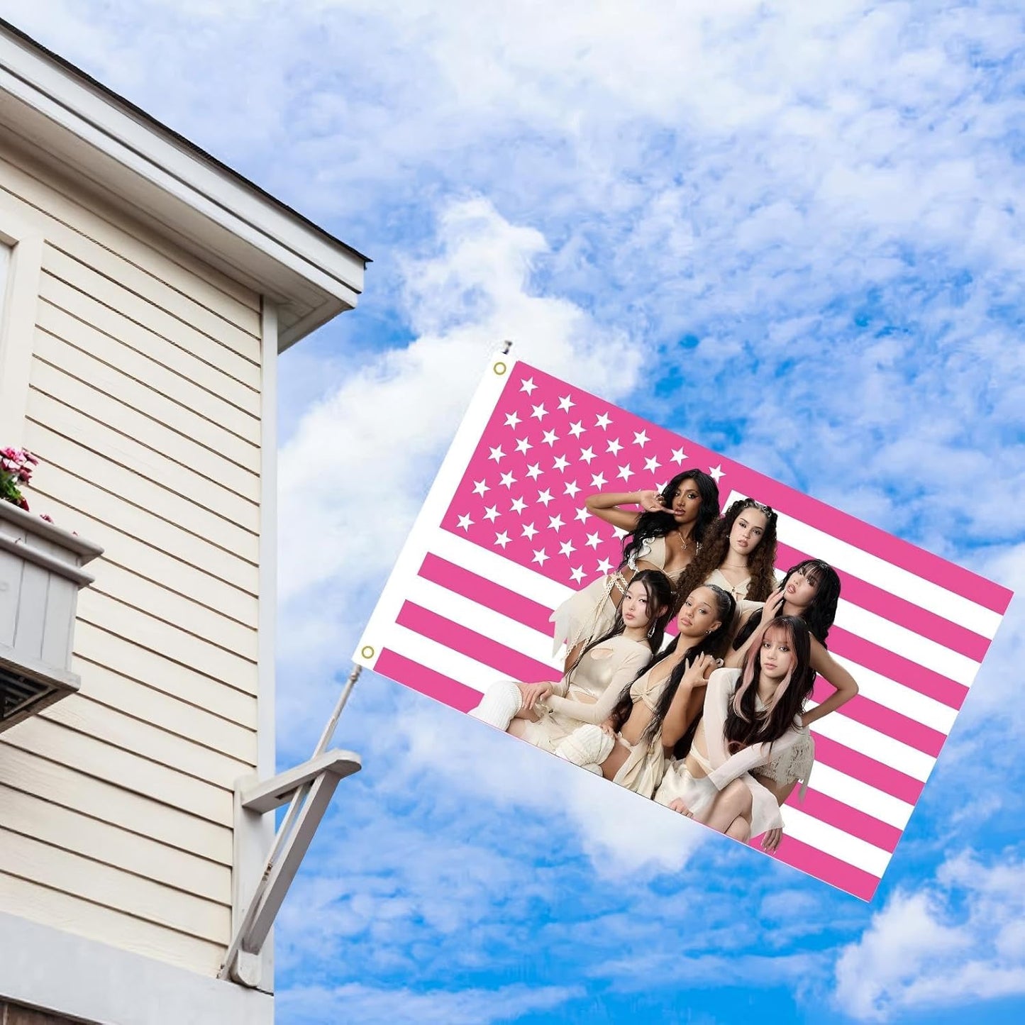 Pink American Flag Tapestry - 3x5 FT Polyester Wall Hanging with Brass Grommets | Single-Sided Print for Bedroom Decor