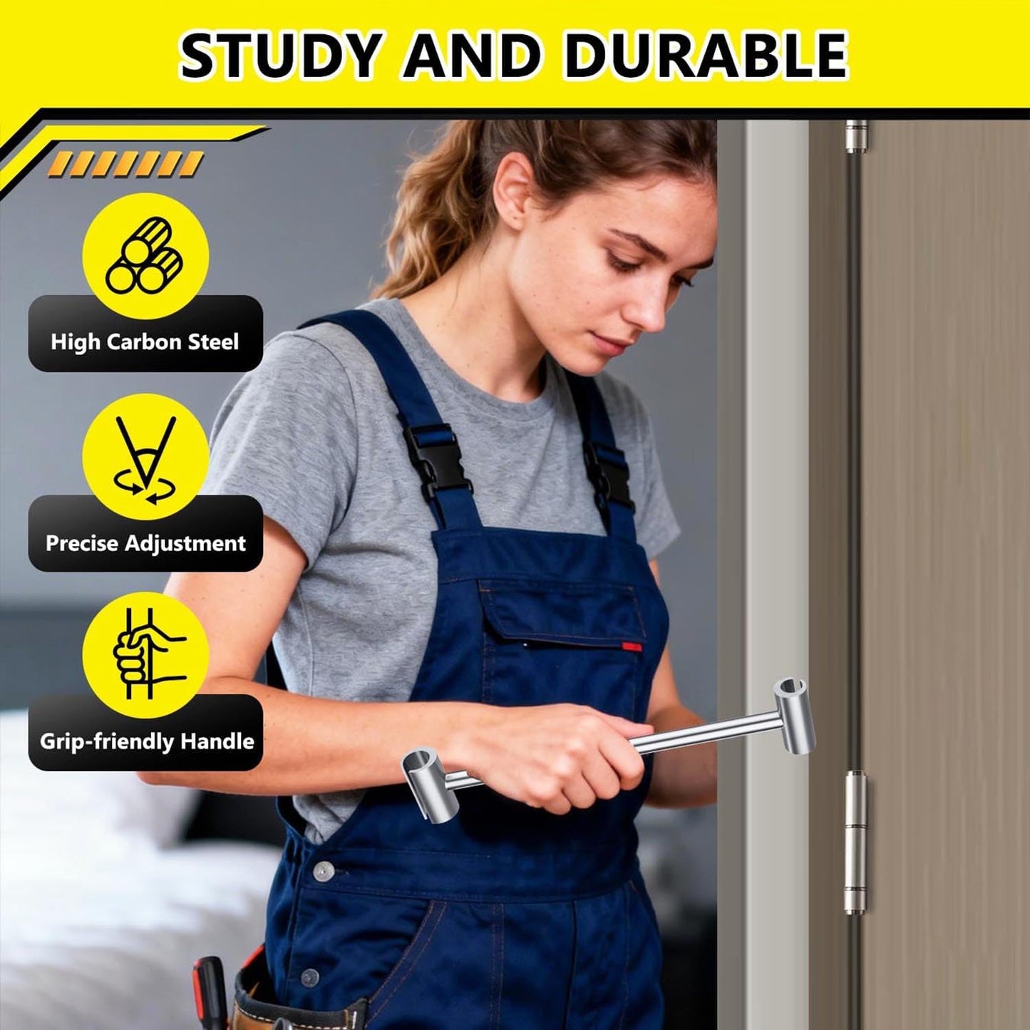 Door Hinge Adjustment Tool - Hinge Gap Adjusting Wrench for Flag Hinges | 2-Sizes Pack for Residential & Commercial Use