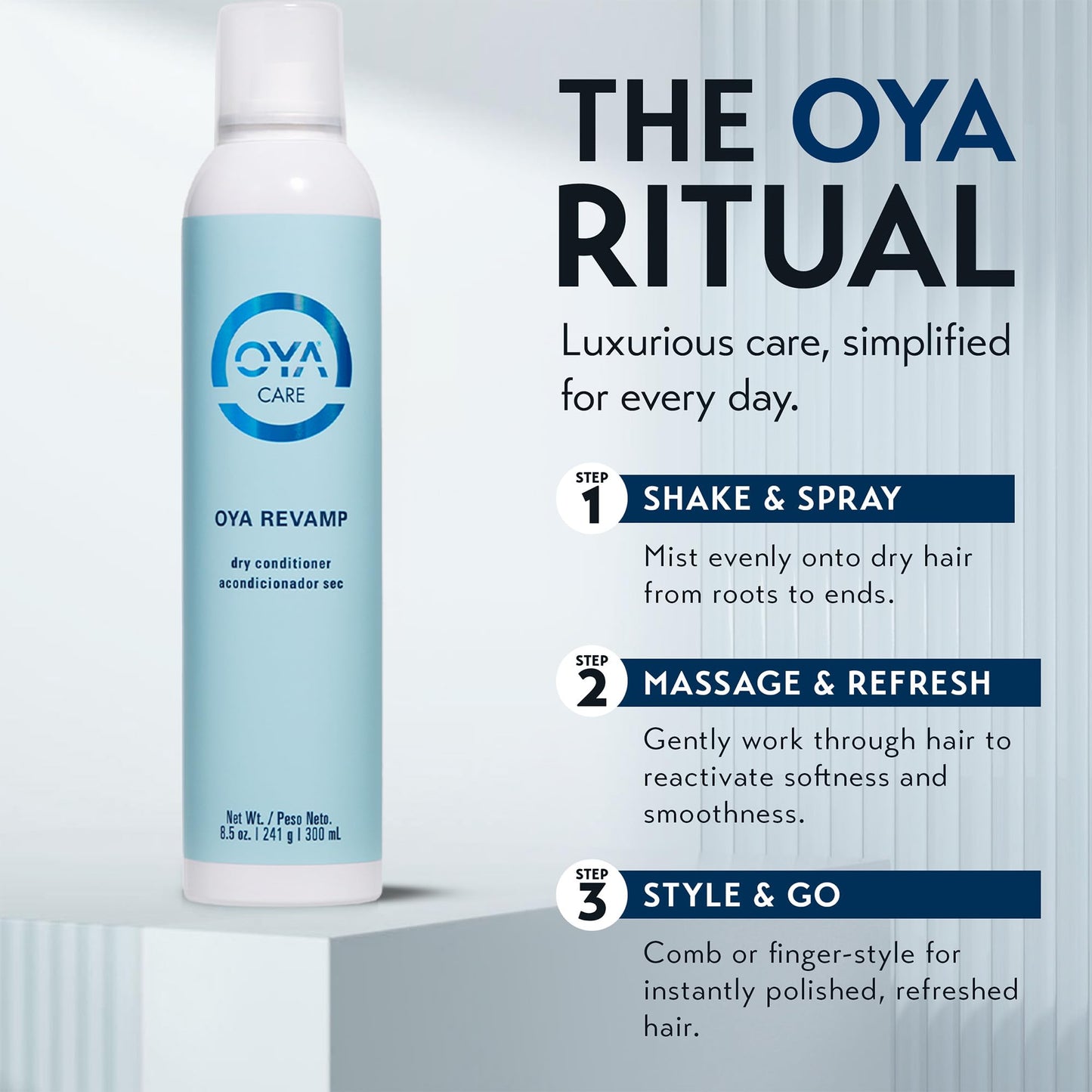 OYA Revamp Dry Conditioner Spray - No Rinse Leave In Conditioner Mist - Hydrate, Moisturize and Smooth Coarse Hair - Helps Detangle and Control Frizzy Hair - Suitable for All Hair Types - 285ml