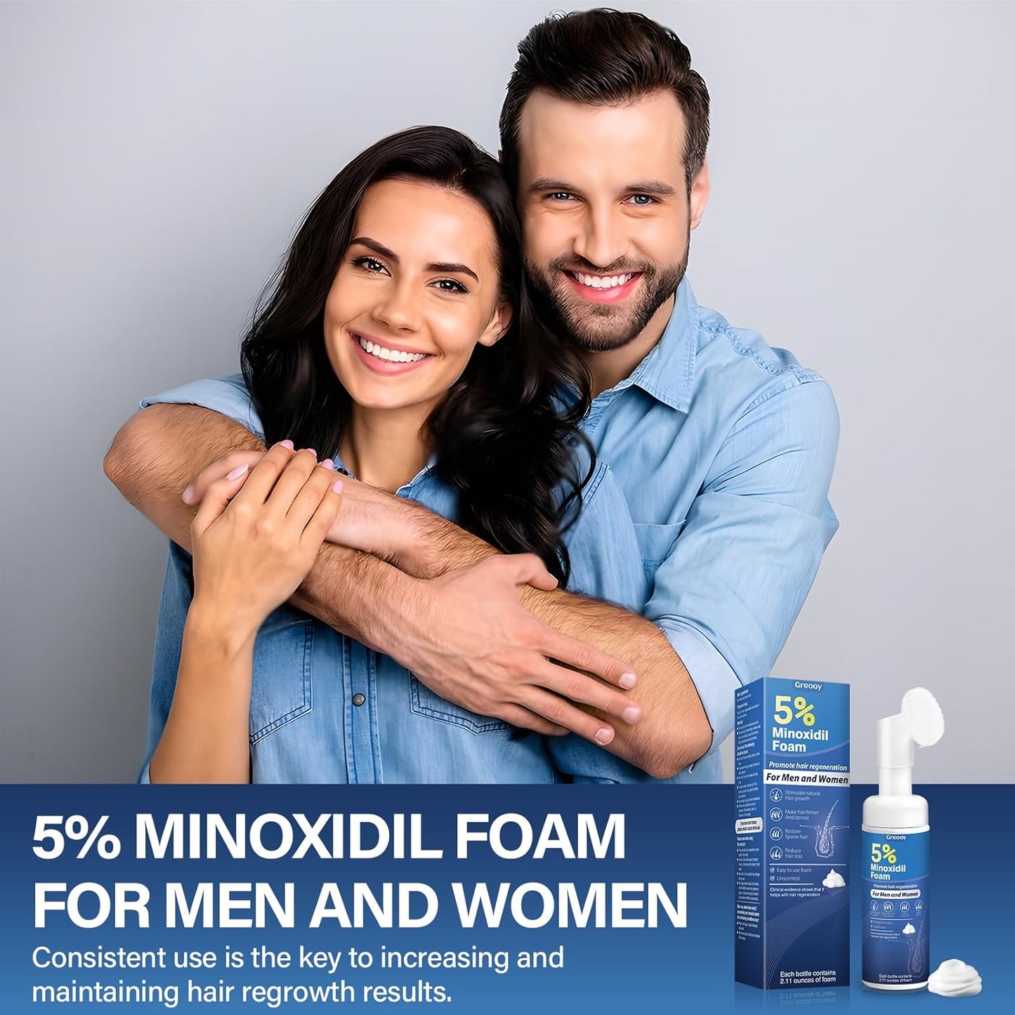 Minoxidil Hair Growth Foam for Men & Women - Thicker, Fuller Hair | 2.11 oz Bottle