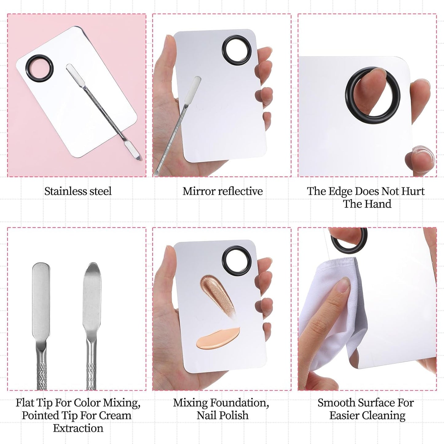 Makeup Spatula Set - 3 Pcs Mixing Palette & Foundation Spatula | Essential Makeup Tools for Women