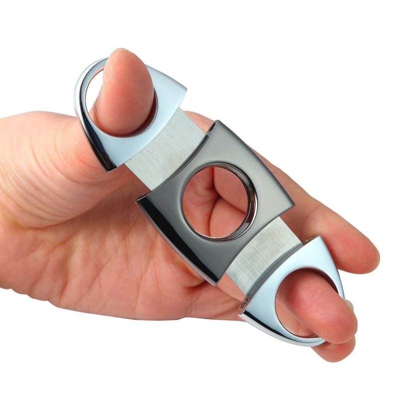 Cigar Cutter Guillotine 420 Stainless Steel Double Blade, 23mm Max. Cigar Diameter Guillotine Cigar Cutter (Gun Color)