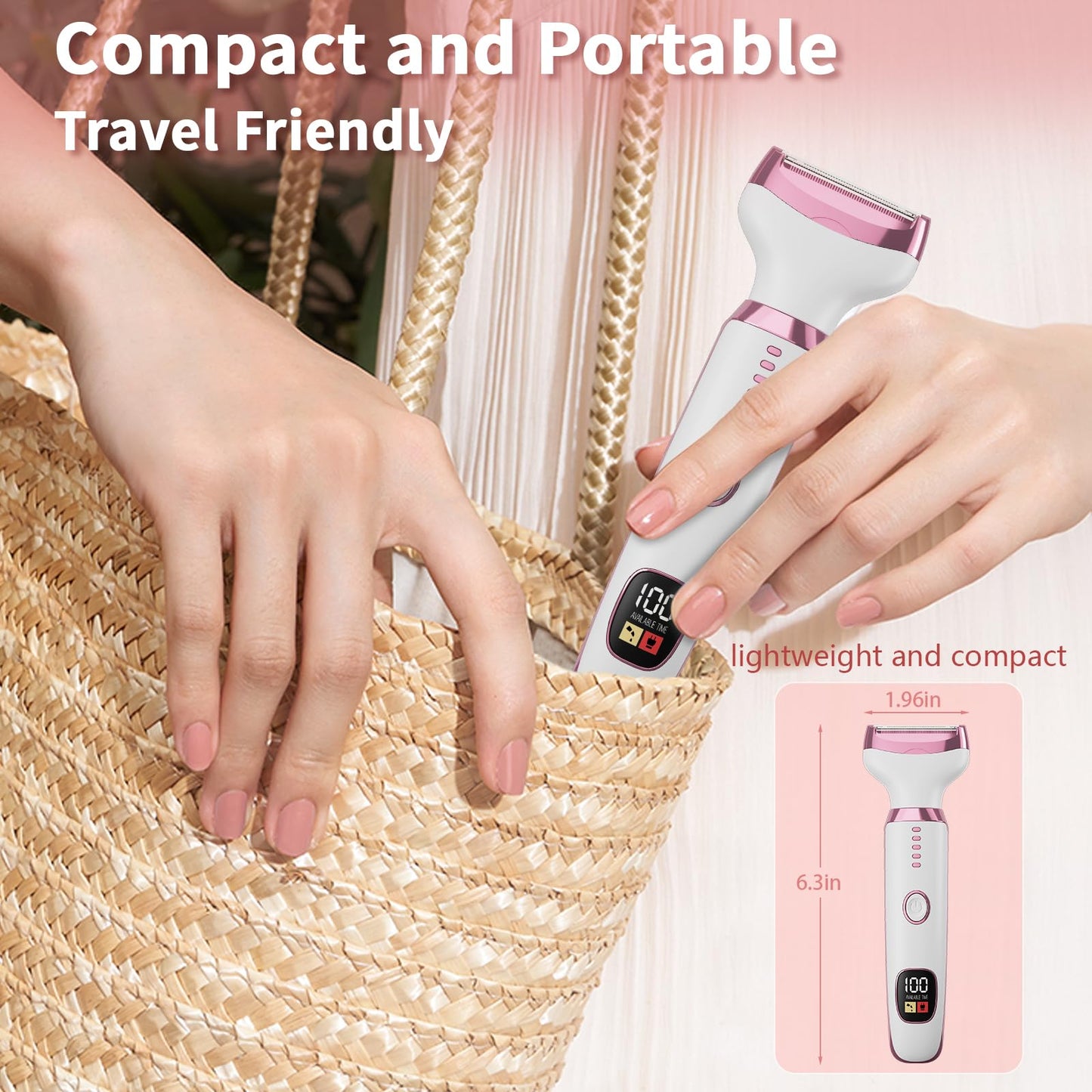 RUIM 5-in-1 Women's Electric Shaver & Hair Trimmer Kit - for Legs, Underarms, Bikini Line, Face & Body, Painless Cordless Wet/Dry Razor, Waterproof & USB Rechargeable for Women Grooming