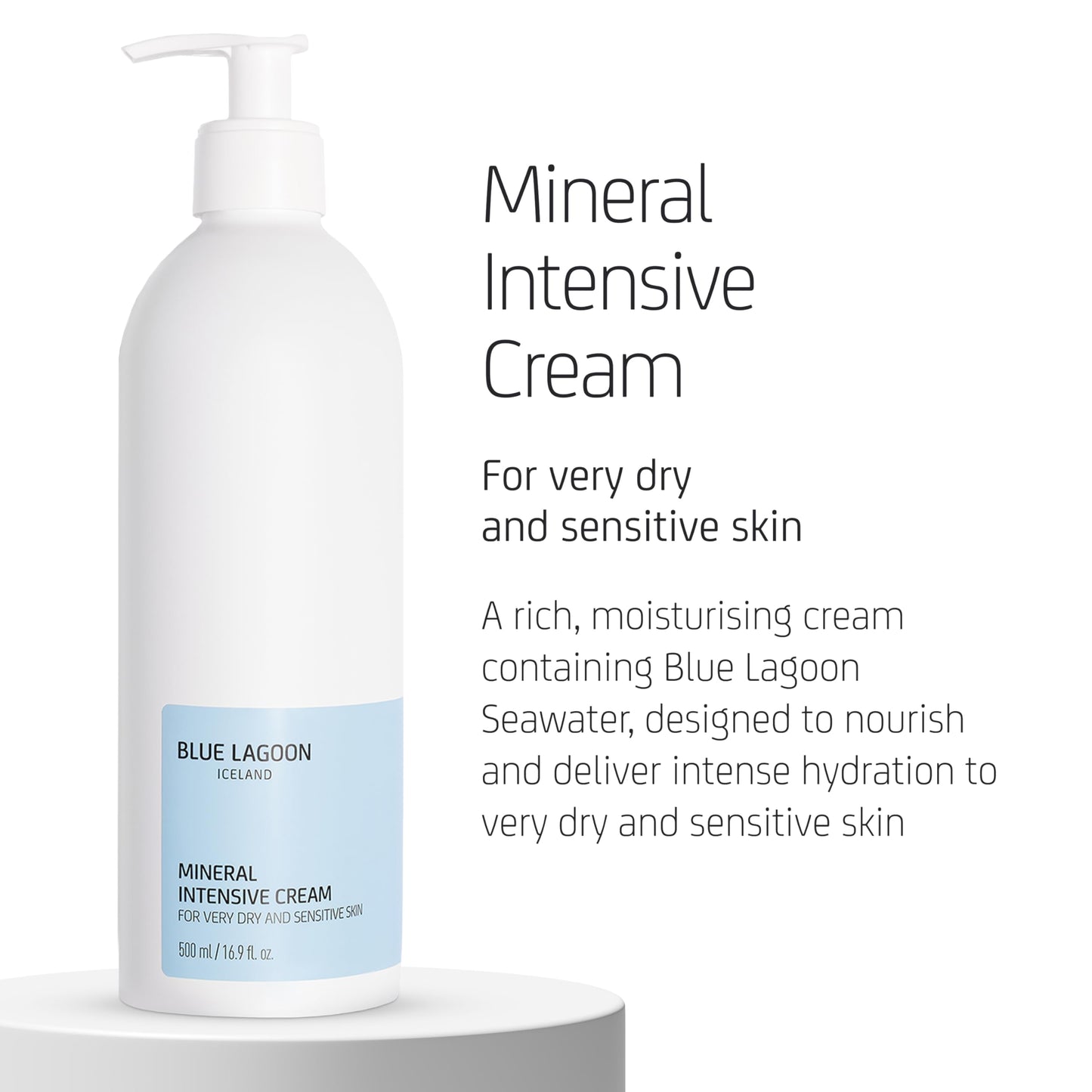 Blue Lagoon Skin Science - Mineral Intensive Cream - Rich Moisturizing Cream - Contains Blue Lagoon Seawater for Hydrating Skin - Gentle and Soothing on Skin - Prevents Dry Skin - 500ML