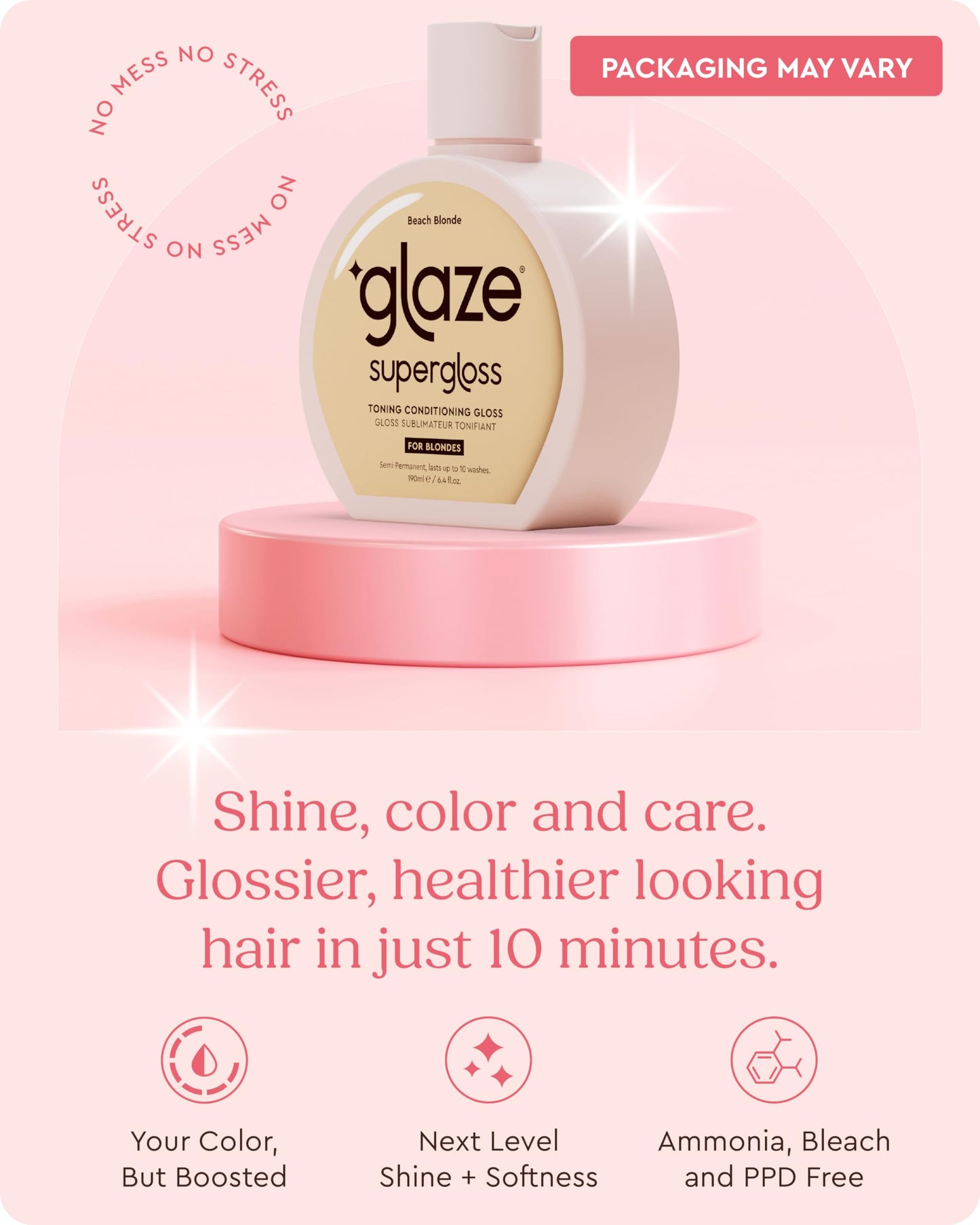 Glaze Supergloss Color Conditioning Gloss With Dispensing Pump – Hydrating Semi-Permanent Color Hair Gloss & Shine Boost – For Medium to Dark Blonde Hair – 6.4 Fl Oz - Warm Blonde