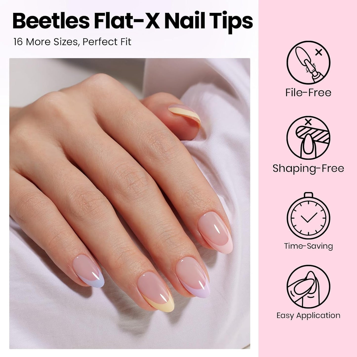 Beetles Gel Nail Kit - Almond Short 320pcs Nail Tips, Solid Glue & Mini Lamp | DIY Acrylic Press-On Set