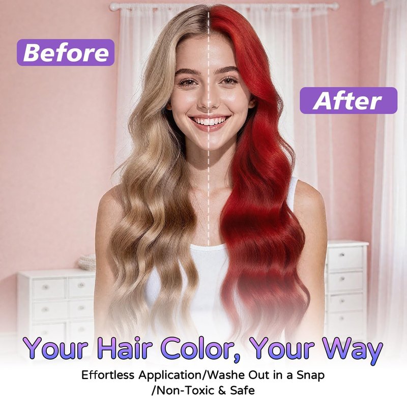 Color Hair Chalk Set - 12 Non-Toxic Temporary Hair Dyes for Adults | Safe & Easy to Wash Out - Perfect for Parties & Festivals