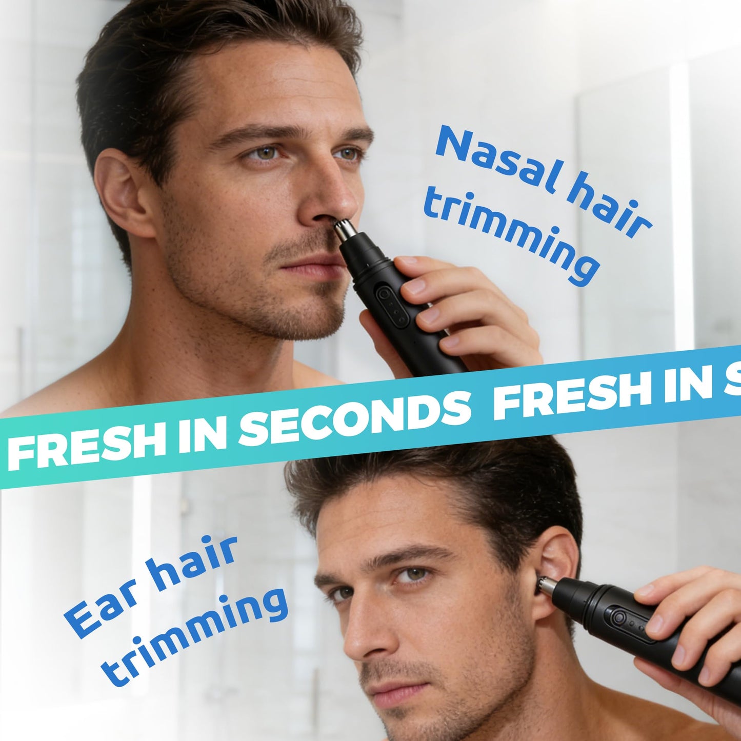 Lysandra Nose Hair Trimmer for Men: Painless Ear Hair Trimmer with 5 Month Battery Life – Electric Nose Hair Remover Featuring an Easy to Clean Detachable Head, Black