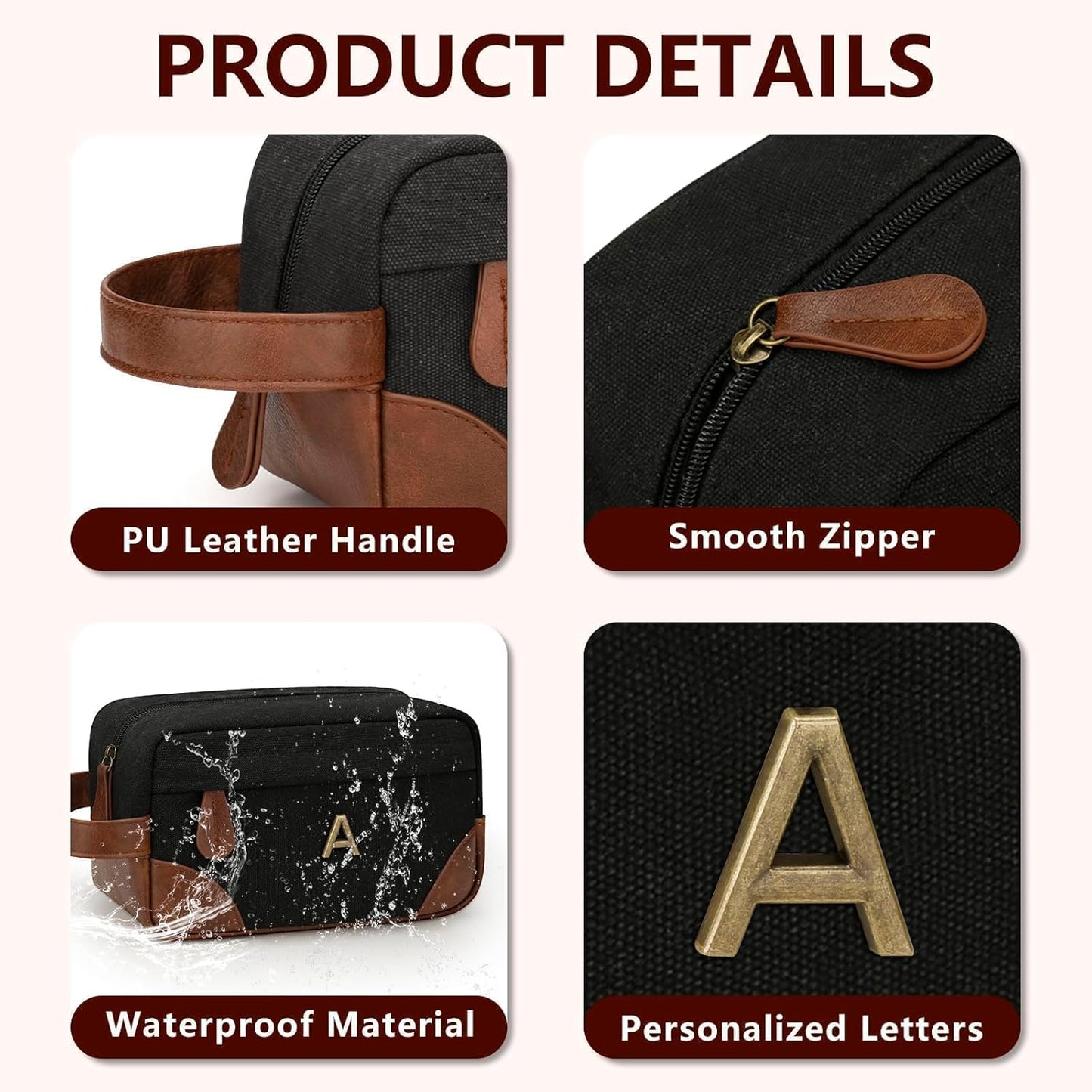 Personalized Travel Toiletry Bag for Men | Waterproof Hanging Dopp Kit - Large Capacity Gift for Dad, Husband, Boyfriend