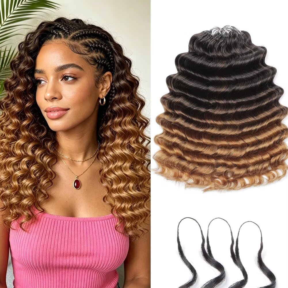 Deep Ocean Wave Crochet Hair - 16 Inch Pre-Separated Human Hair Extensions for Black Women | 300G, T30#