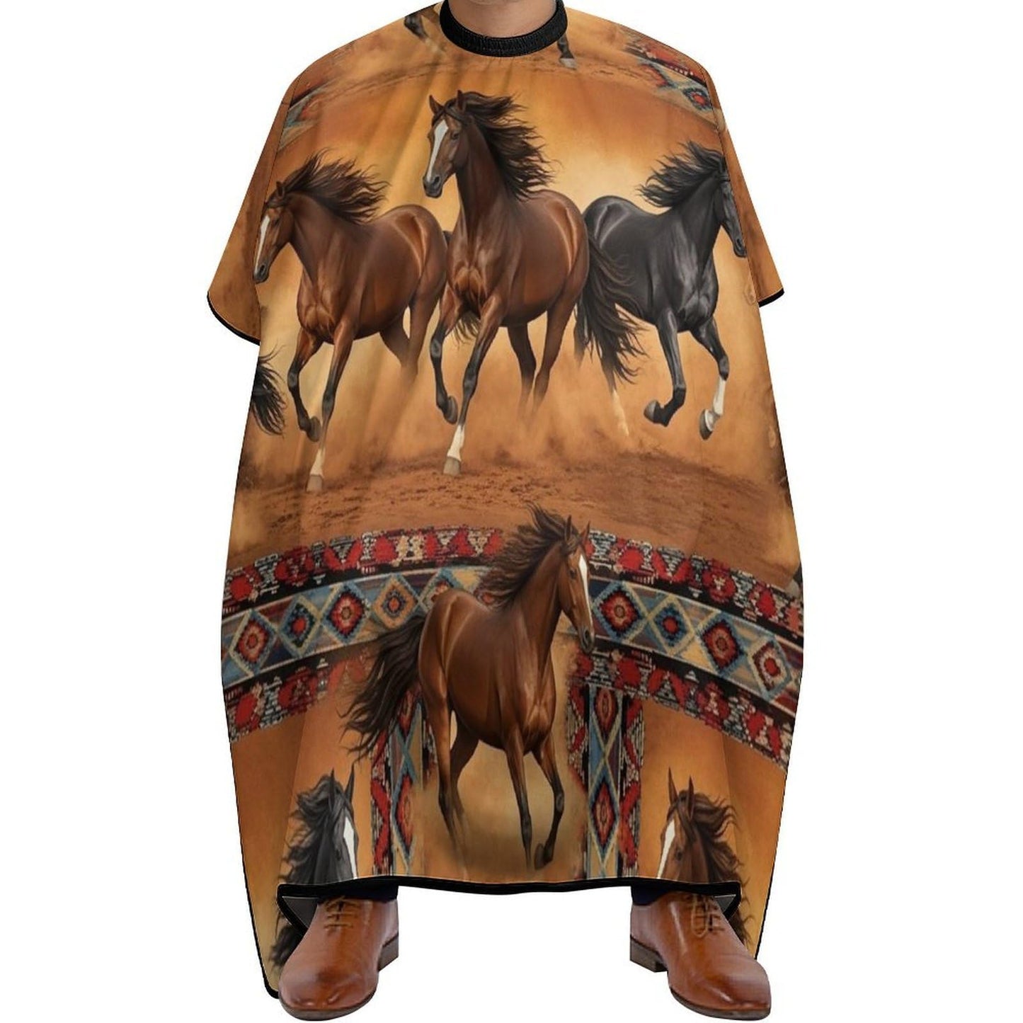 Stylish Professional Hair Cutting Cape Fashionable Salon Barber Cape with Adjustable Closure Western Native Horse