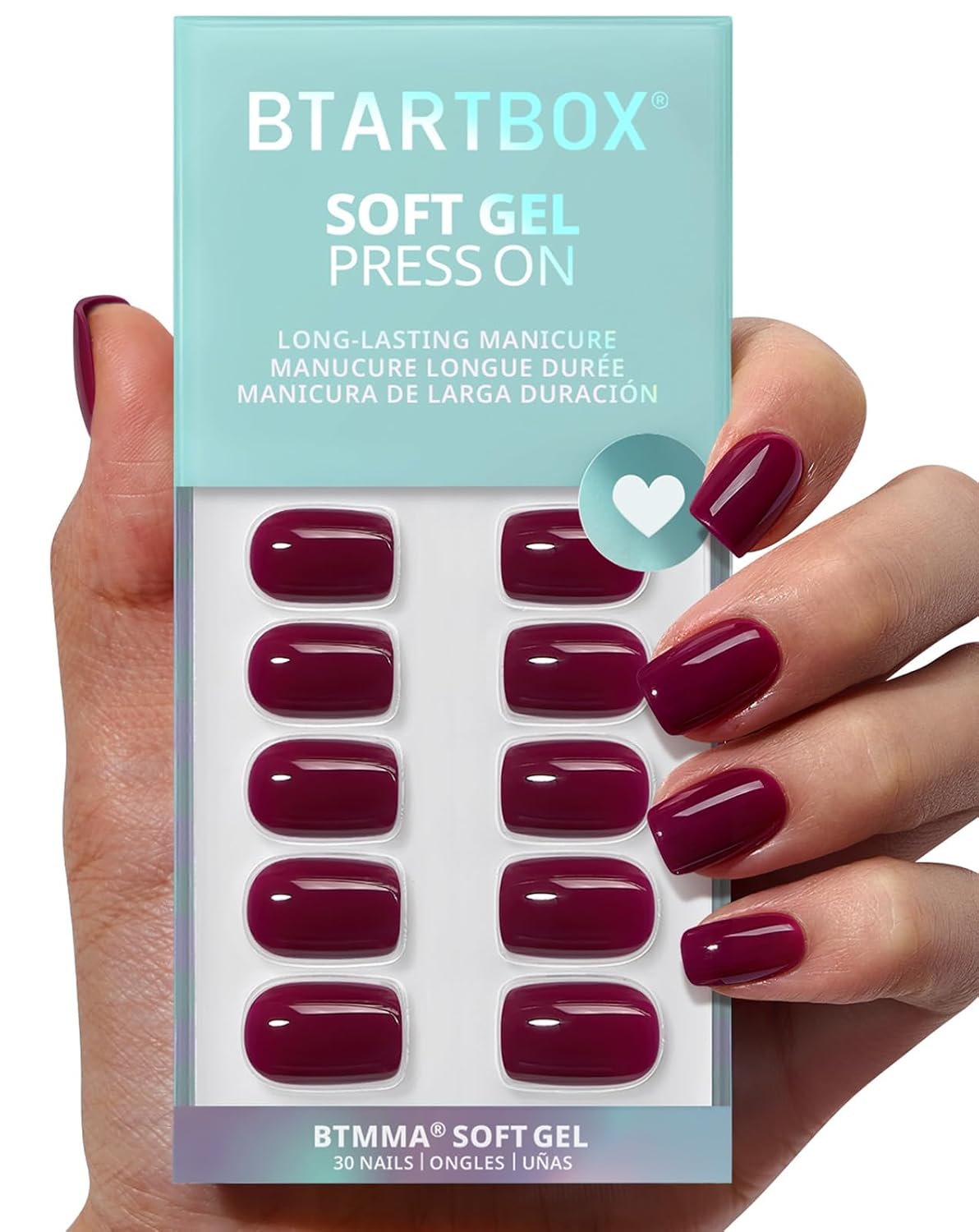 Press On Nails - Almond Shape Pastel Baby Pink Short Nails | Opaque Soft Gel, 32-Piece Kit in 16 Sizes