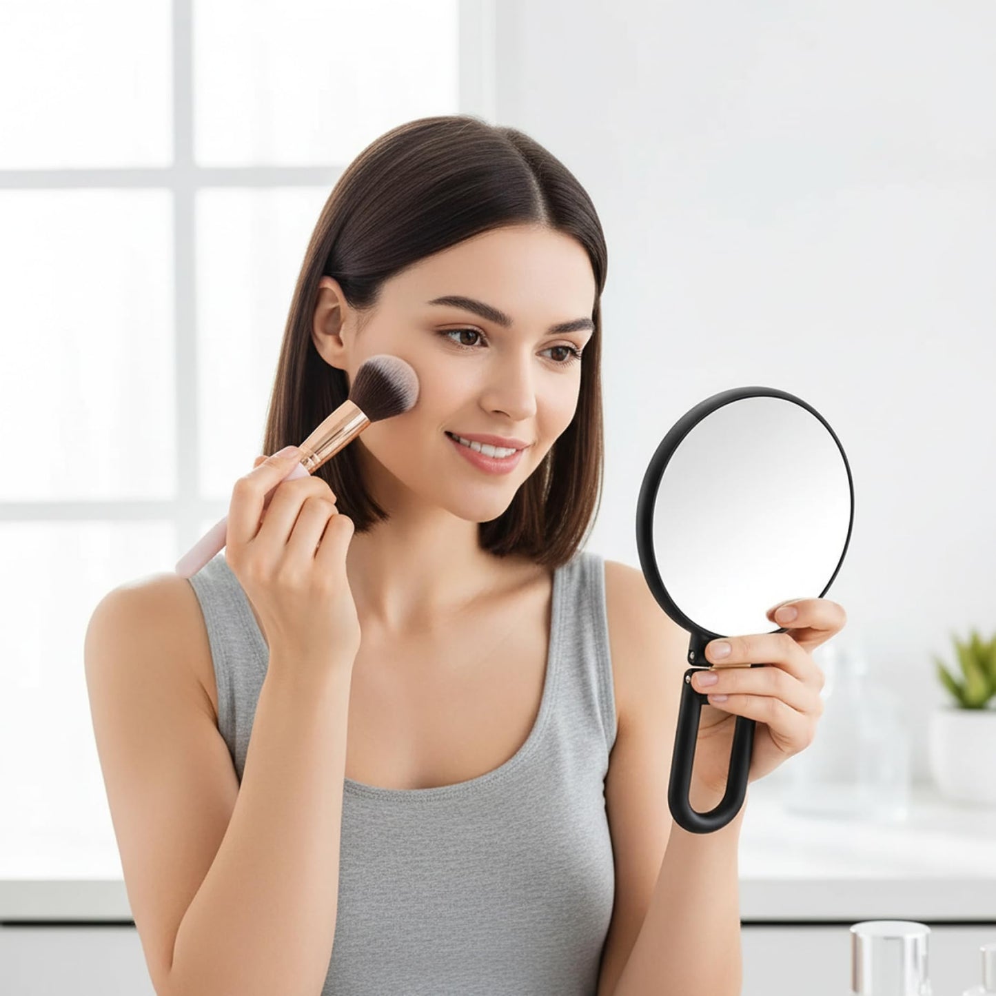 Bemonew Magnifying Makeup Mirror 50X Magnifying Mirror, Double-Sided Makeup with 360° Adjustable Handle, Handheld/Wall Mount/Tabletop Design for