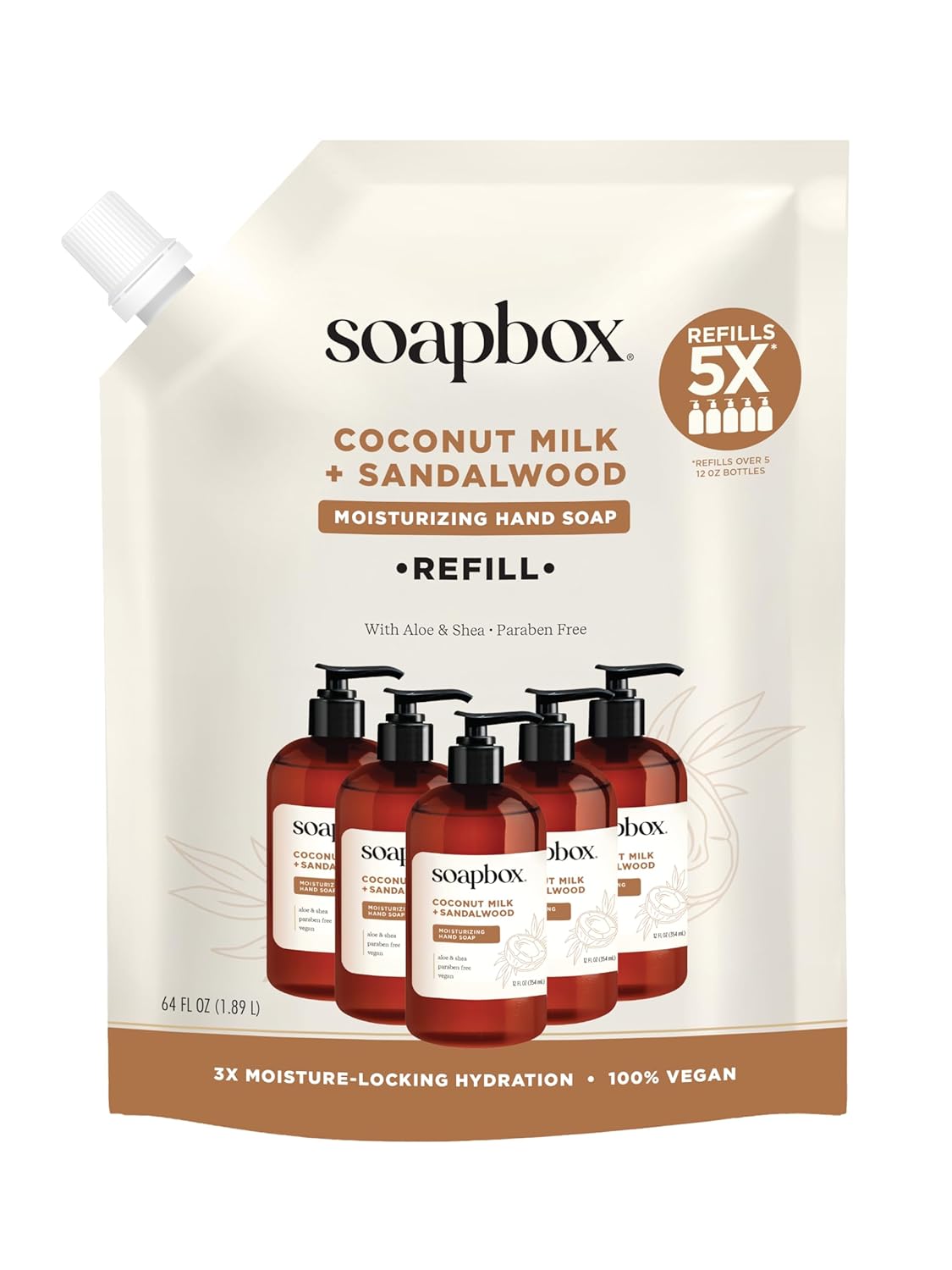 Coconut Milk & Sandalwood Liquid Hand Soap Refill - Moisturizing Gentle Cleanser | 64 oz, Clean Ingredients