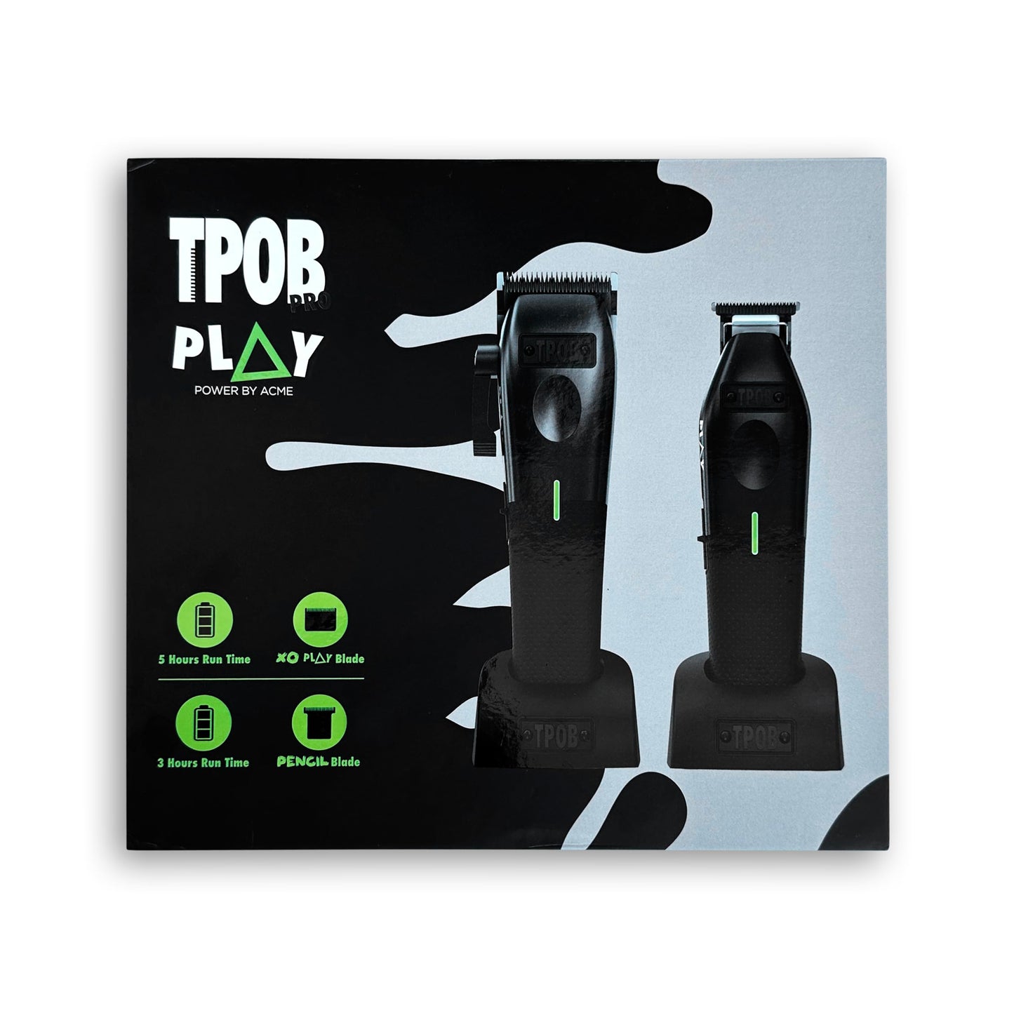 TPOB Play Barber Hair Clipper and Trimmer for Men 7500 RPM with Rubber Grips (Blackout 2 Set)