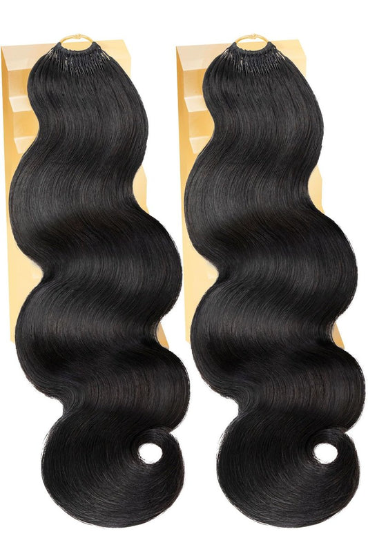 MLIP Crochet Hair for Black Women, Feather Crochet Human Hair, 14 16Inch 120g Burmese Body Wave, Knotless Pre-Separated, Quick Install Protective Style Lightweight Tangle-Free Reusable Natural Black