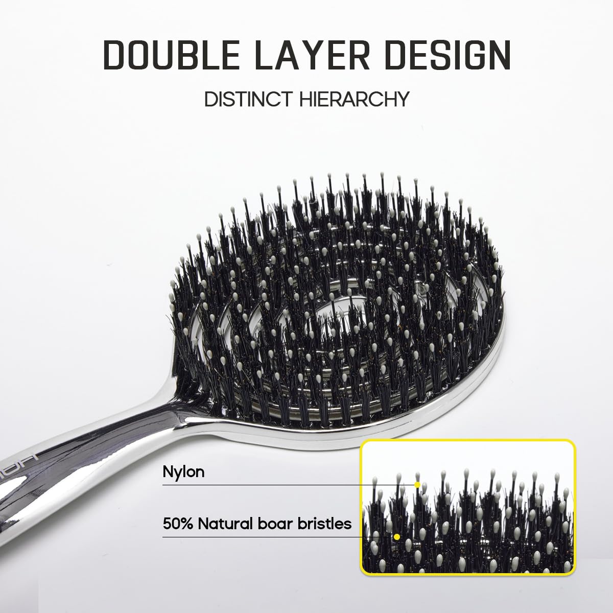 HALOVIDA Hair Brush - Double Layer Boar Bristle & Nylon Detangler for Smooth, Frizz-Free Hair | Scalp Massage Cushion