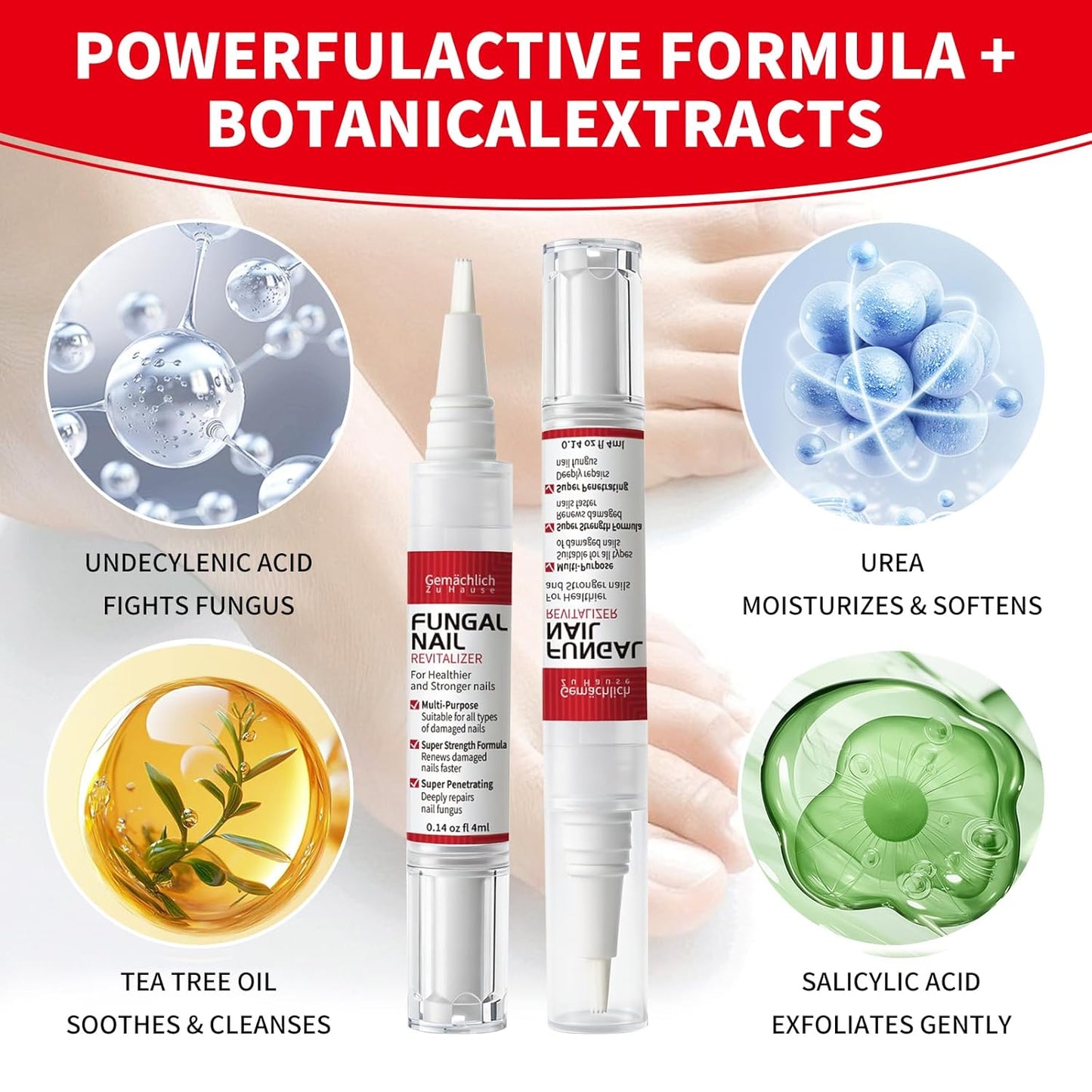 Toenail Fungus Treatment Pen - Extra Strength Nail Repair with Tea Tree Oil | 3-Pack for Discolored, Thick Nails