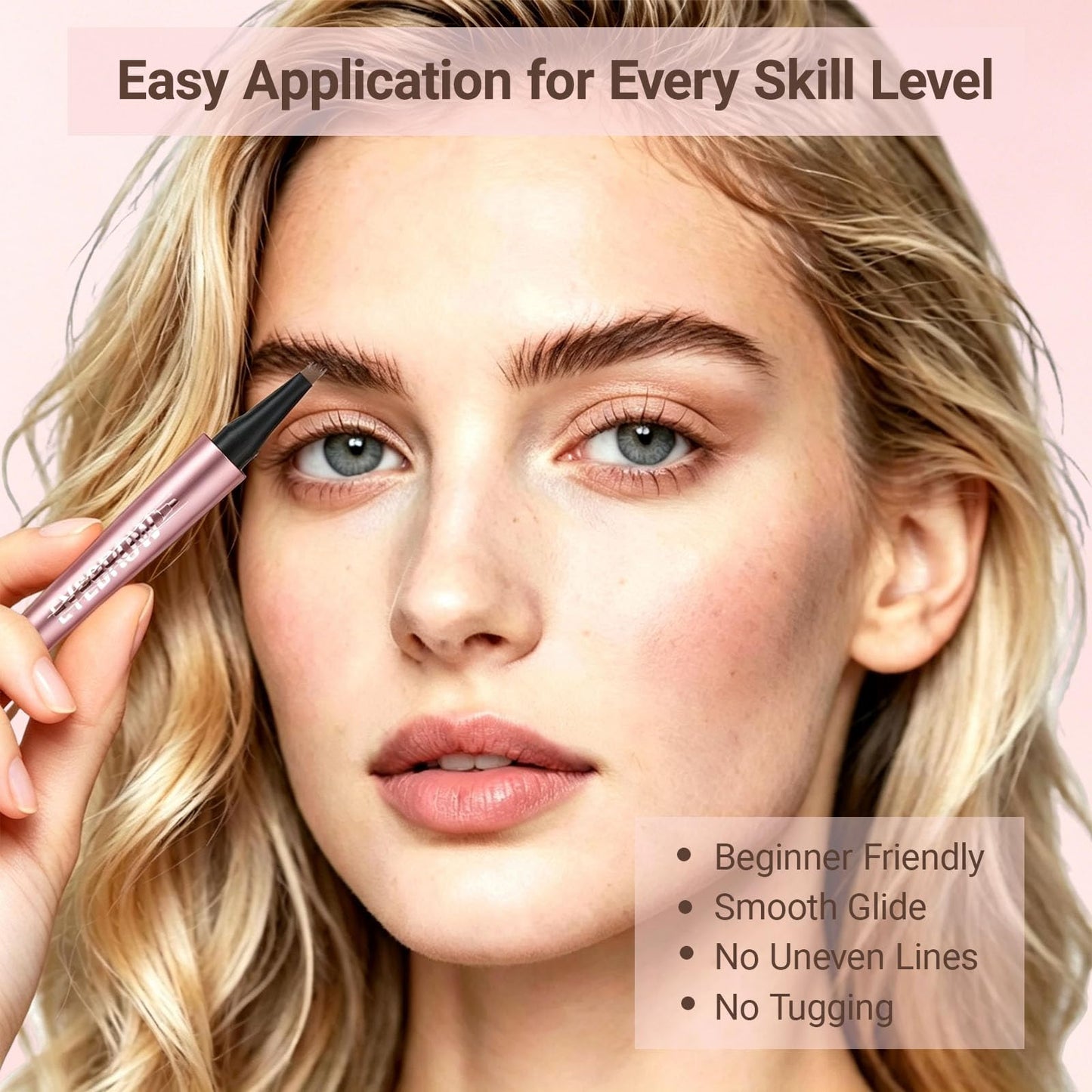 Micro-Fork Eyebrow Pencil for Sparse Brows, 4-Tip Eyebrow Pen for Natural Hair-Like Strokes, Smudge-Proof Makeup Tool for Defined Brows (06# Black Brown)