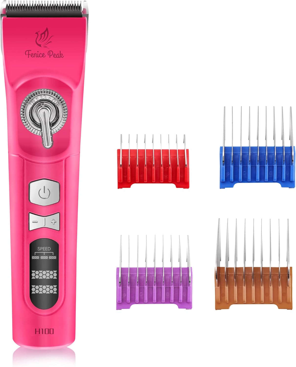 Cordless Dog Grooming Clippers - 12-Hour Runtime, 3-Speed Quiet Electric Trimmer for Thick & Curly Coats | Pink
