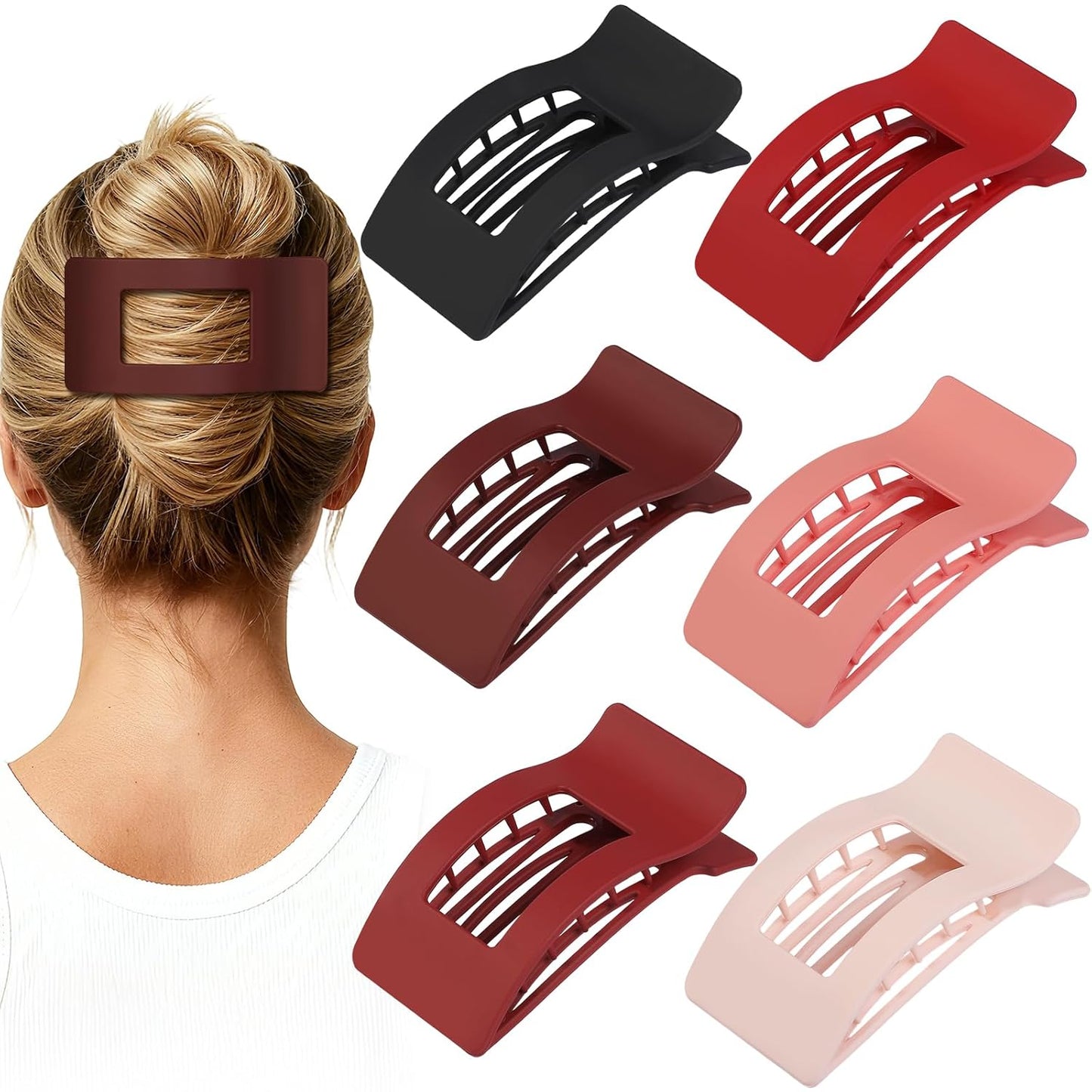 French Flat Hair Clips - 6pcs Matte Claw Clips for Thick or Thin Hair | Non-Slip Strong Hold Accessories