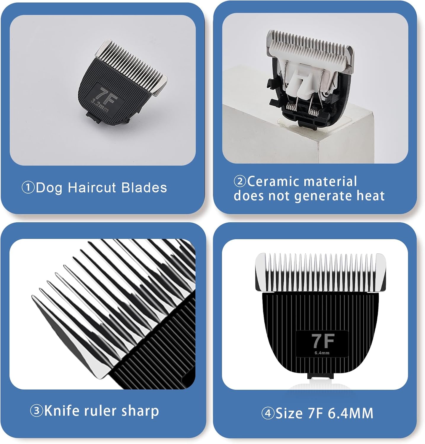 Replacement Blade for Nebot P1 Pro Pet Grooming Kit - Ceramic & Stainless Steel | Size 7F, Cut Length 1/8" (3.2mm)