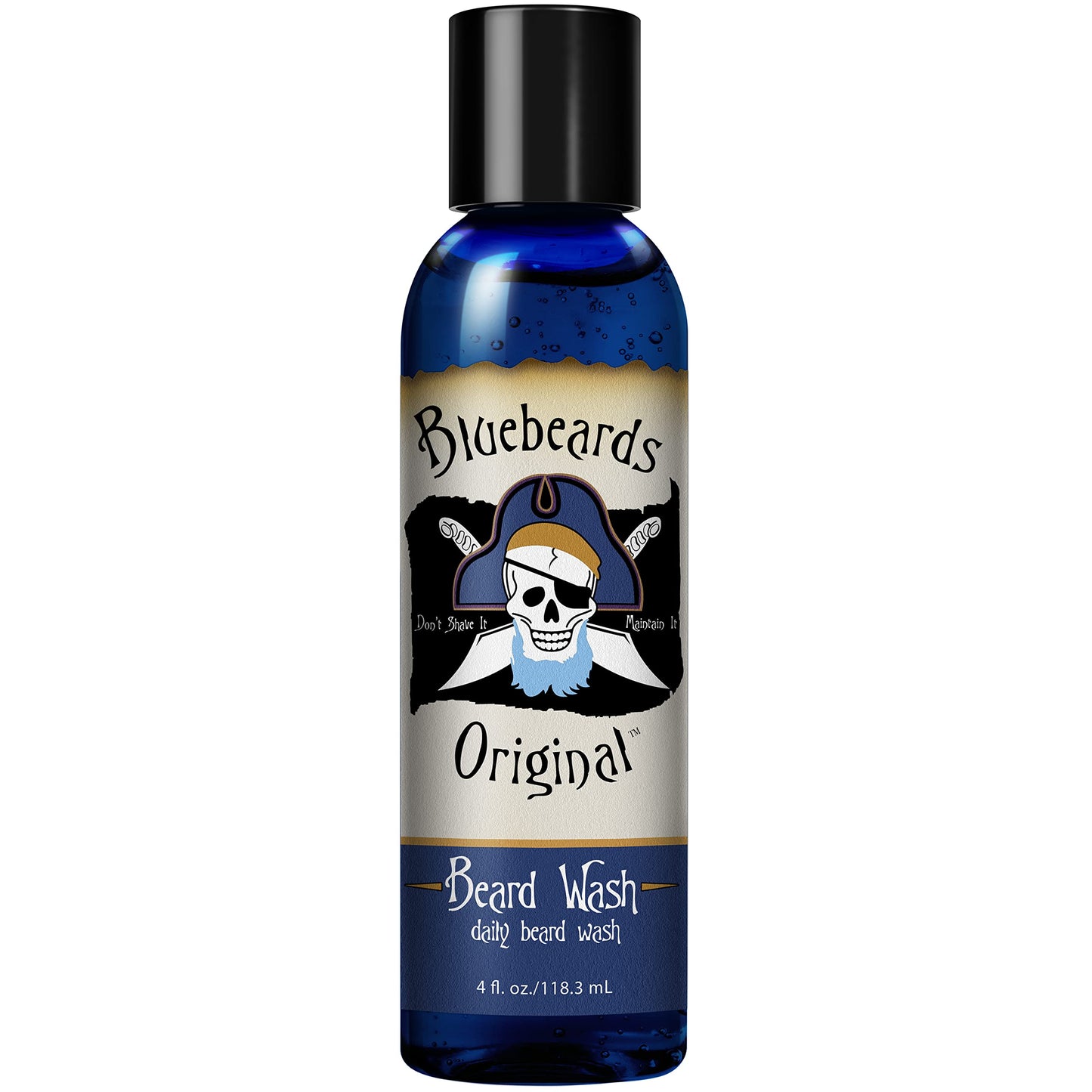 Beard Wash for Men - 4 oz Bluebeards Original Natural Beard Wash and Beard Moisturizer, Infused with Aloe & Lime - Deeply Cleans, Softens, and Conditions Your Beard and Skin Underneath - Made in USA