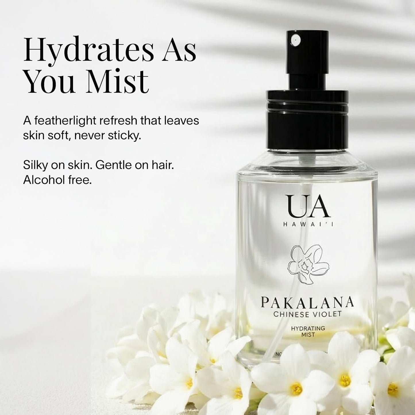 Pakalana Chinese Violet Body & Hair Mist - Hydrating Alcohol-Free Perfume with Hyaluronic Acid | 3.4 oz
