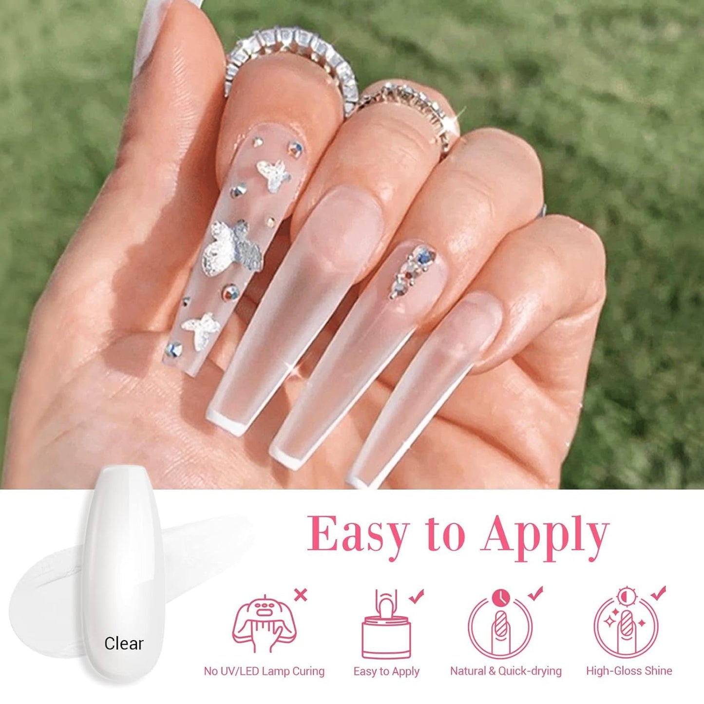 Nail Repair Kit - Transparent Crystal Solution for Broken, Cracked, and Weak Nails | Quick-Drying Glue, Nail File & Buffer - 28g/1oz, 10ml