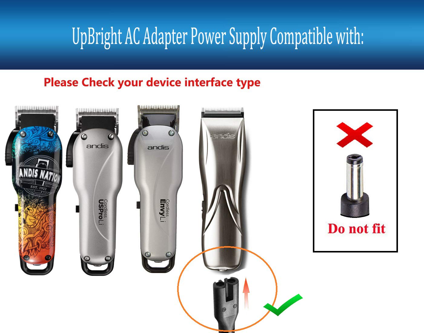 UpBright 4.5V AC/DC Adapter Compatible with Andis 73102 Envy Li US Pro LCL 73000 73105 73106 73005 73010 73045 73060 73095 77511 Supra Li 5 LCL-2 73500 73035 Clipper Trimmer SPA045120DU Power Charger