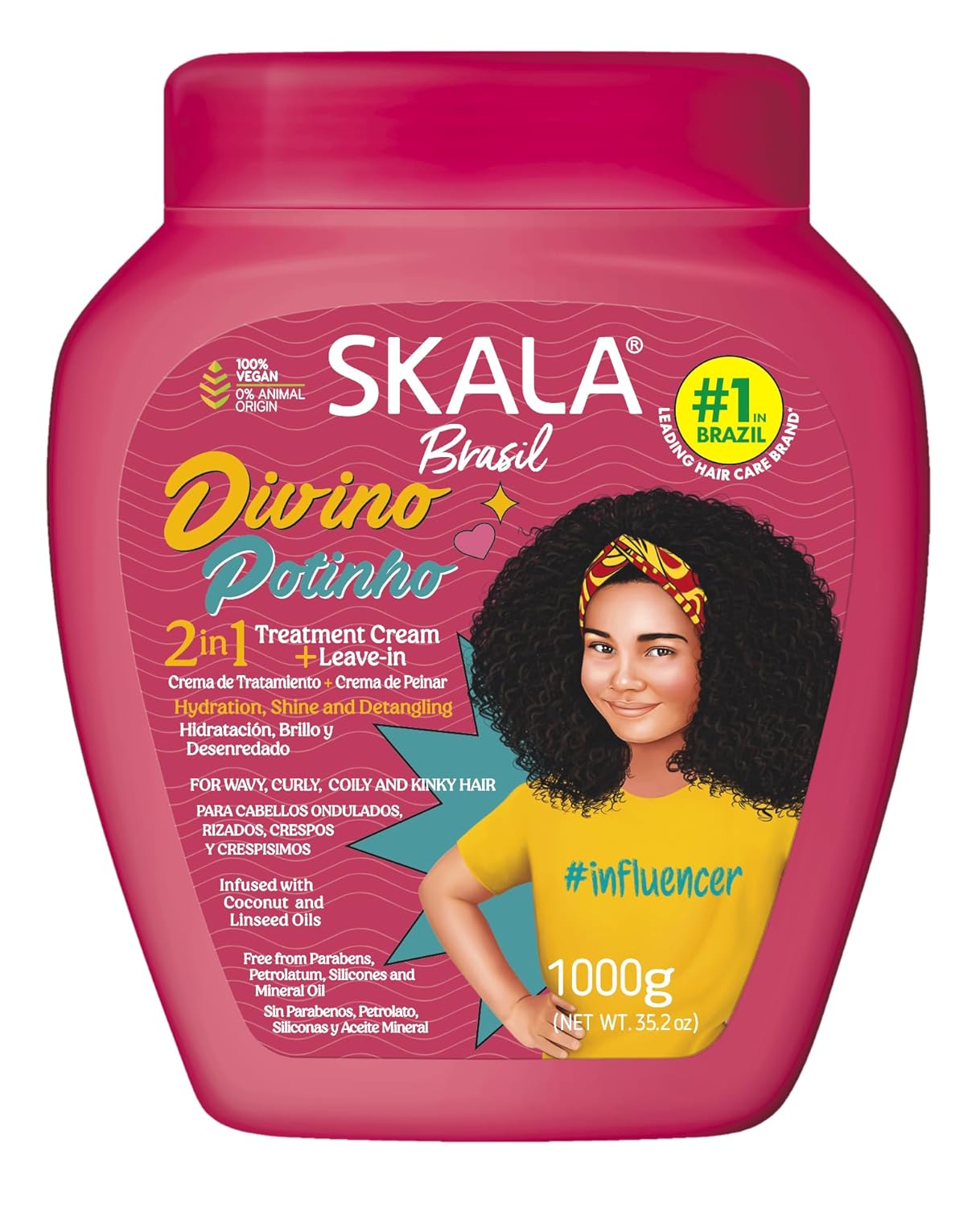 SKALA Divino 2-in-1 Kids Treatment Cream | Deep Hydration & Detangling for Curly Hair, 35.2 oz
