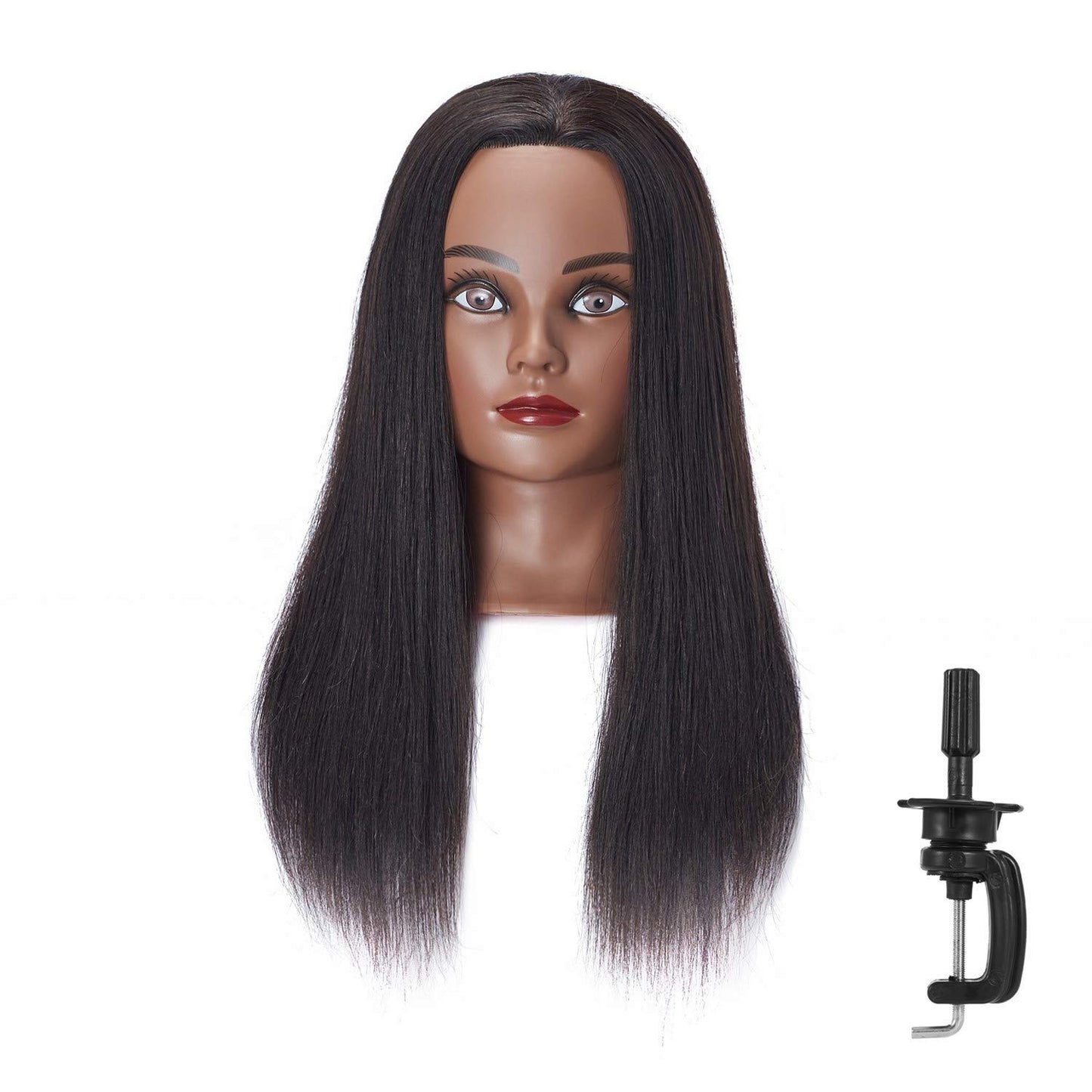 Hairingrid Mannequin Head - 20-22" 100% Human Hair Training Head with Clamp Holder | Ideal for Cosmetology