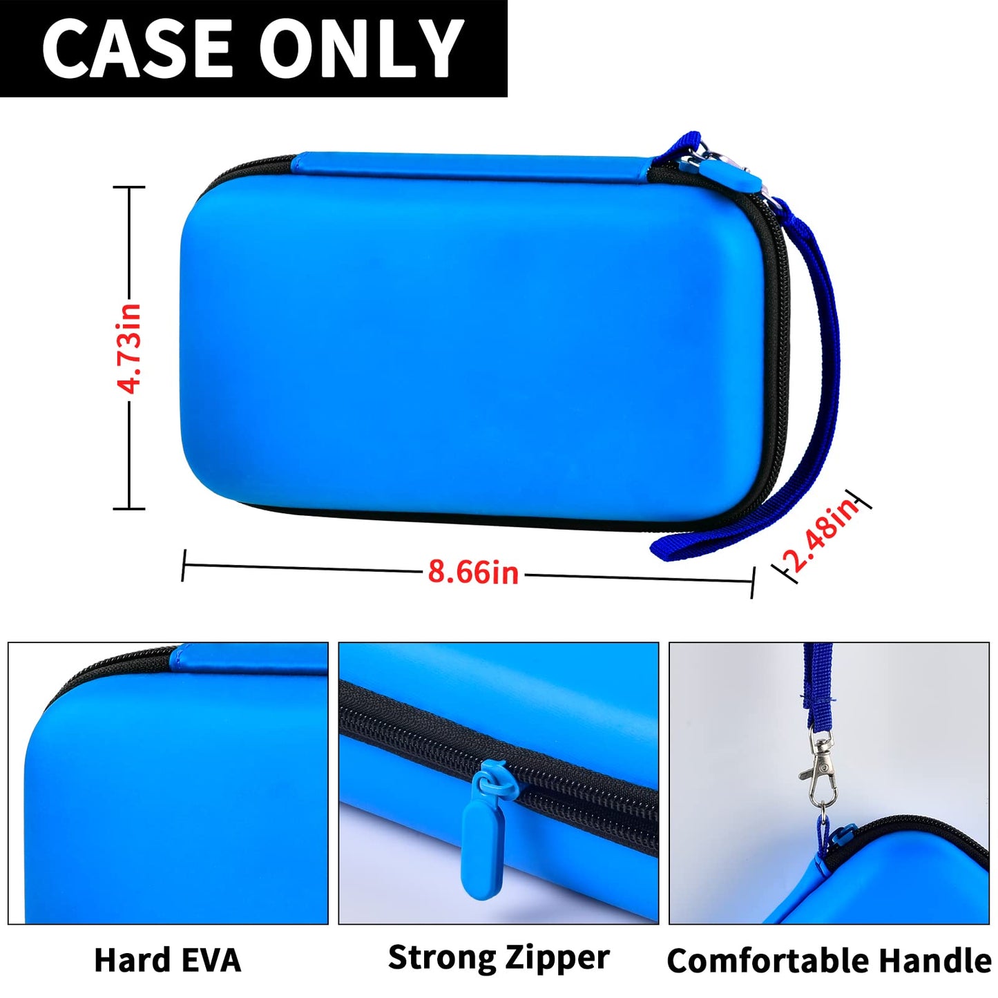 Graphing Calculator Case Compatible with Texas Instruments TI-84 Plus CE/TI-83 Plus CE, Hard Storage Holder for Students, School & Library Study, Mesh Pockets,Pen Holder Hand Strap Case Only Blue